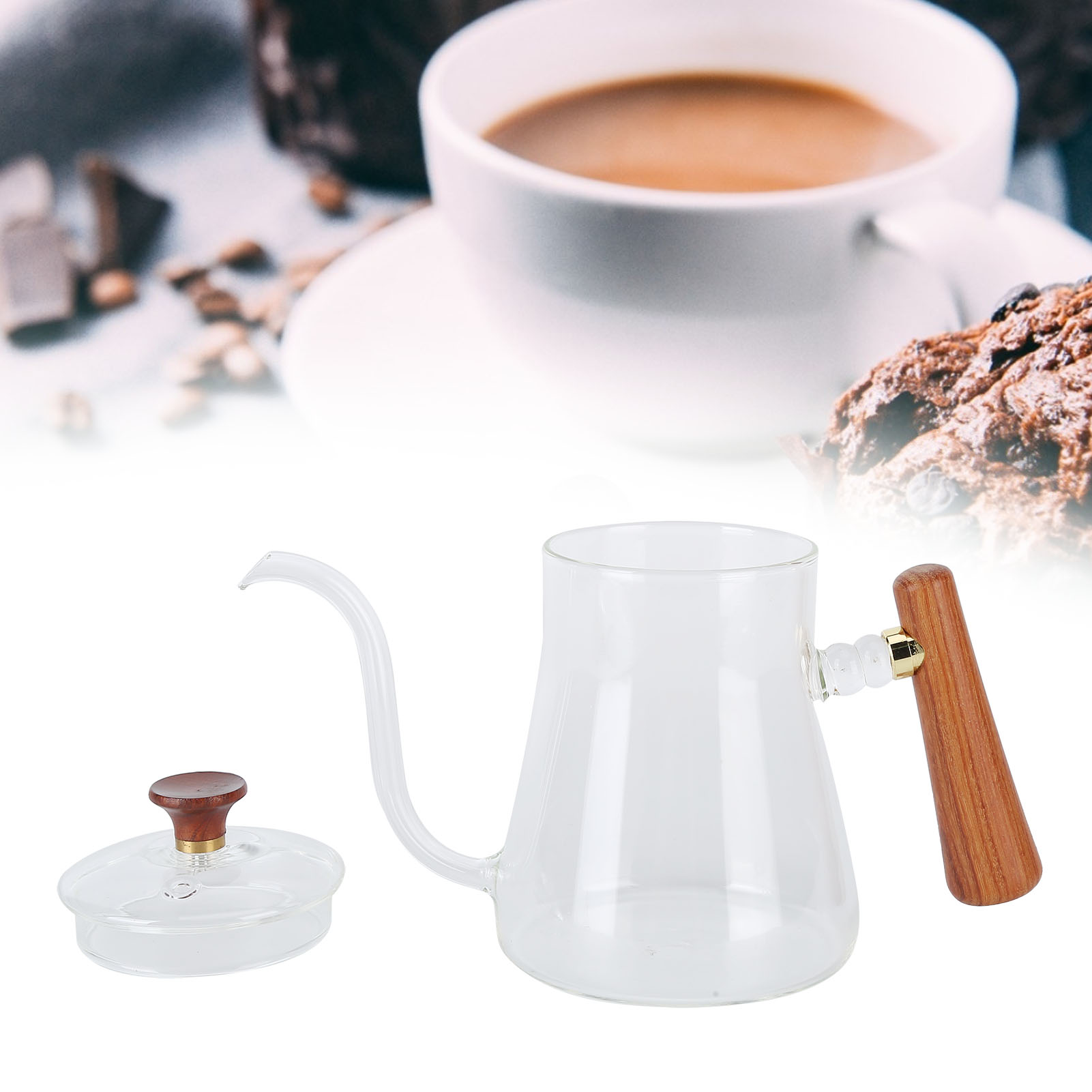 Kaffeekanne Aus Glas, Langer Ausguss, Umgedrehte Karaffe Gebogene Teekanne Aus Transparentem Glas Mit Schwanenhals, 350 Ml.