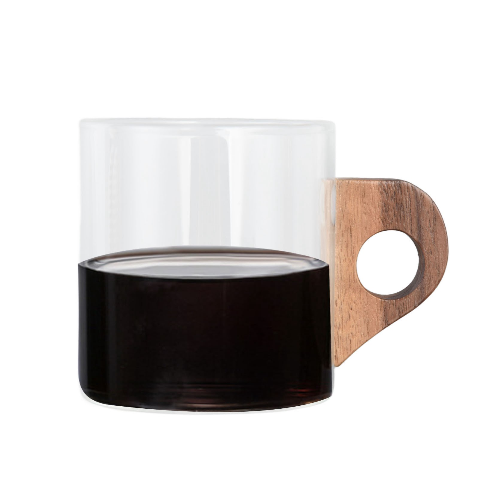 Glas-reisebecher Mit Holzgriff Und Matter Oberfläche, 280 Ml. Auch Für Küche Und Esszimmer Geeignet.