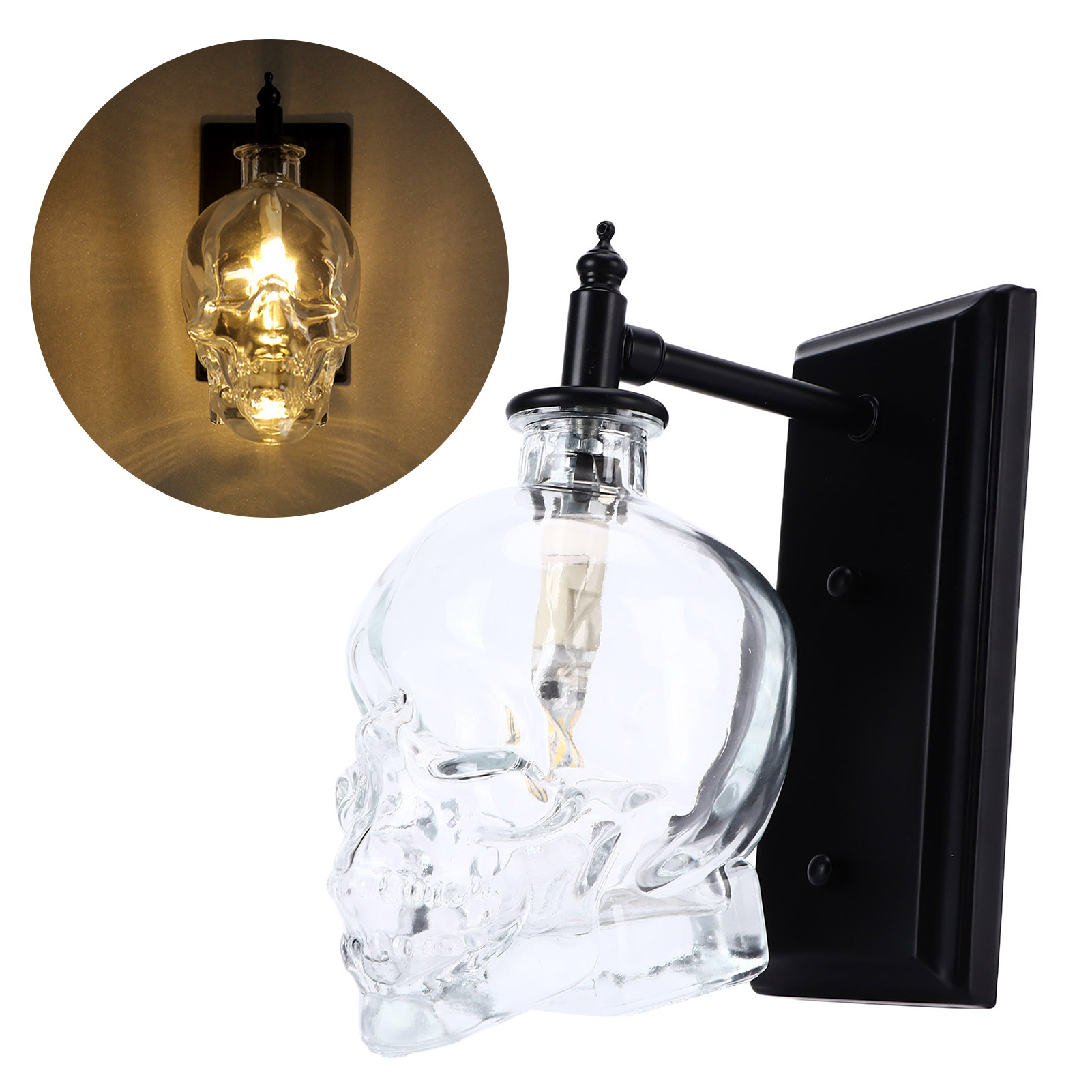 Wandleuchte G9 In Form Eines Kristallschädels, Kreative Und Personalisierte Bar-wandleuchte, Minimalistisch-moderner Nordischer Stil Aus Eisen, Retro-industrie-stil, Wandleuchte In Form Einer Weinflas