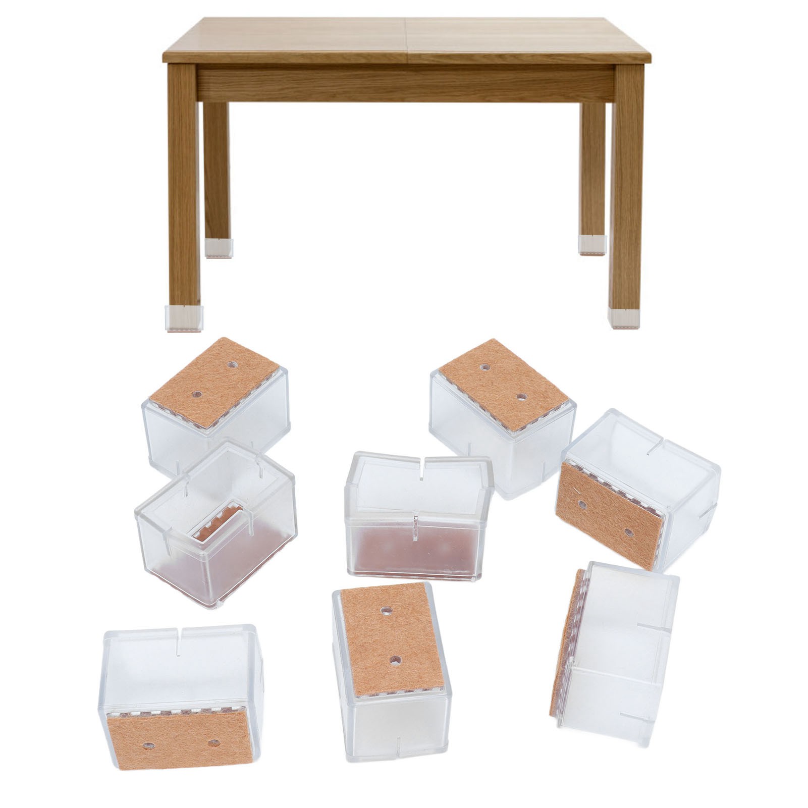 Set Mit 16 Rutschfesten Pads Für Tischbeine, Dicke Silikonschoner Für Tisch- Und Stuhlbeine, Gute Elastizität, Hervorragende Geräuschdämpfung, Transparente Schoner Für Tischbeine.