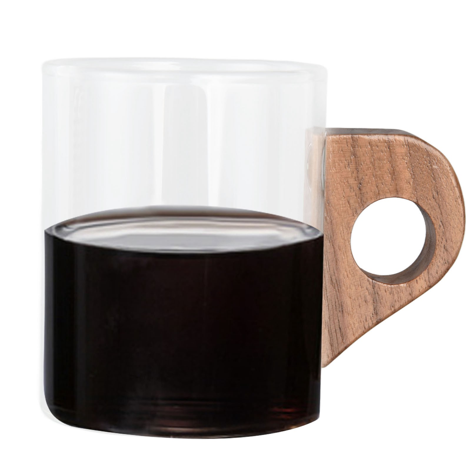 Glas-reisebecher Mit Holzgriff Und Matter Oberfläche, 200 Ml. Auch Für Küche Und Esszimmer Geeignet.