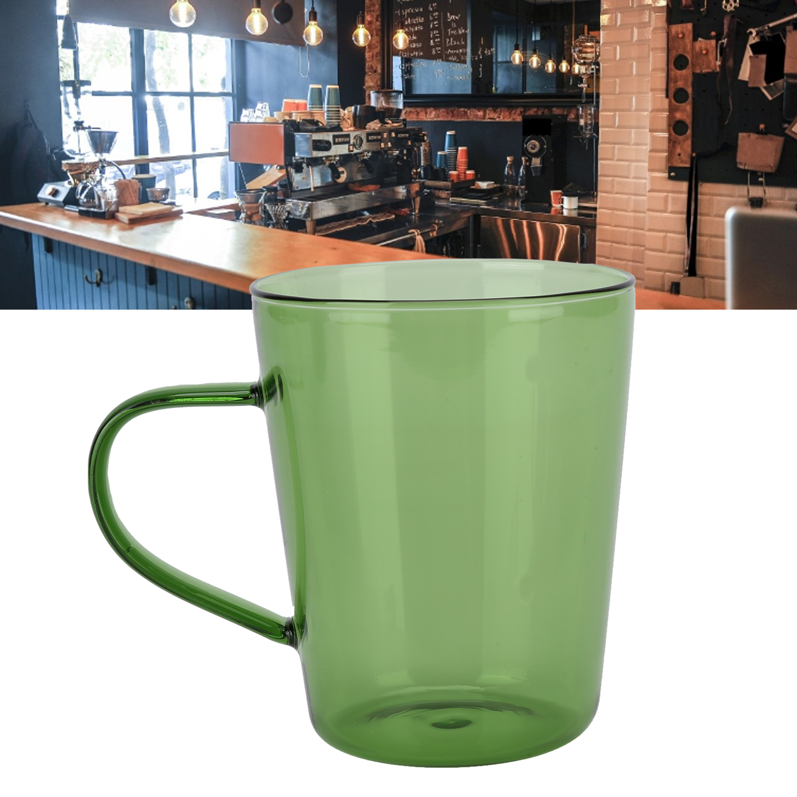Hitzebeständige, Durchsichtige Glasbecher Für Milch, Bier, Espresso, Kaffee, Lagerbier, Tee, Whisky Und Handgefertigte Grüne Glaswaren.