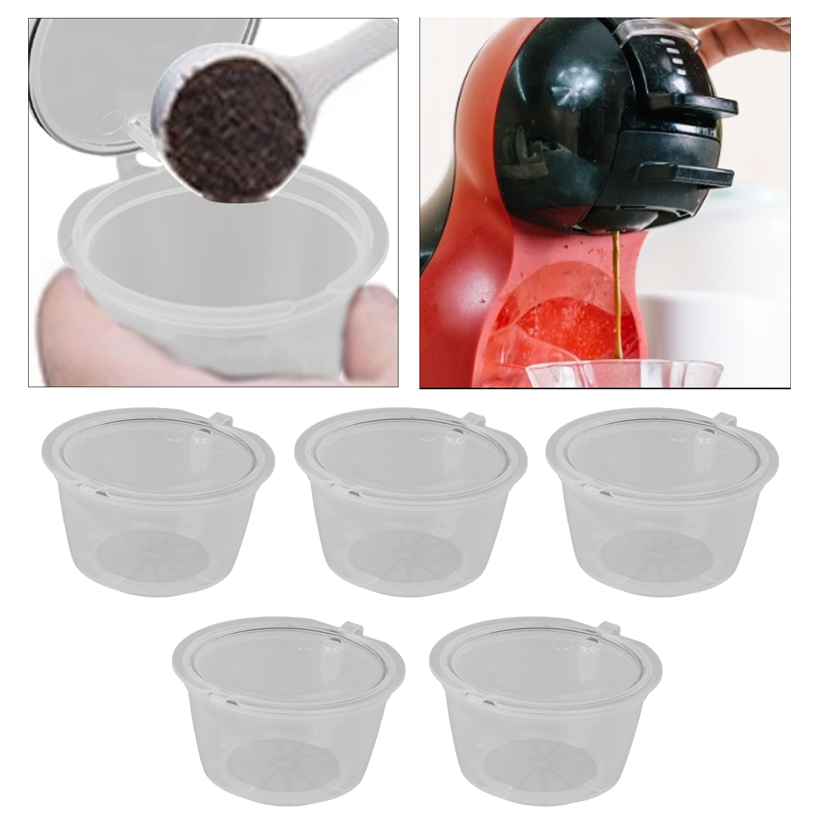 Dolcegusto Wiederverwendbare Kaffeefilterkapseln Für Kaffeemaschinen, Je 50 Ml, 5er-packung, Transparent.