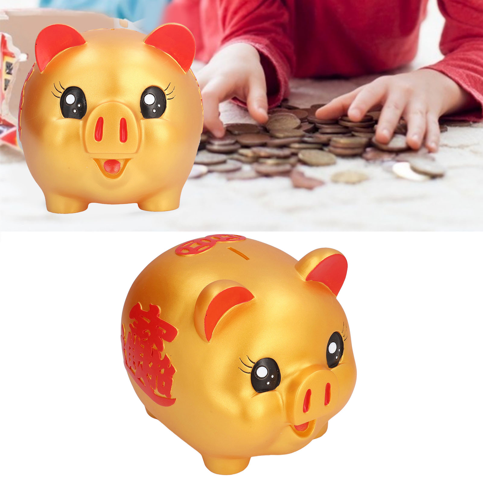 Goldenes Sparschwein, Kreatives Cartoon-sparschwein, Stoßfestes Vinyl-sparschwein, Große Größe, Ideal Für Kinder Und Erwachsene