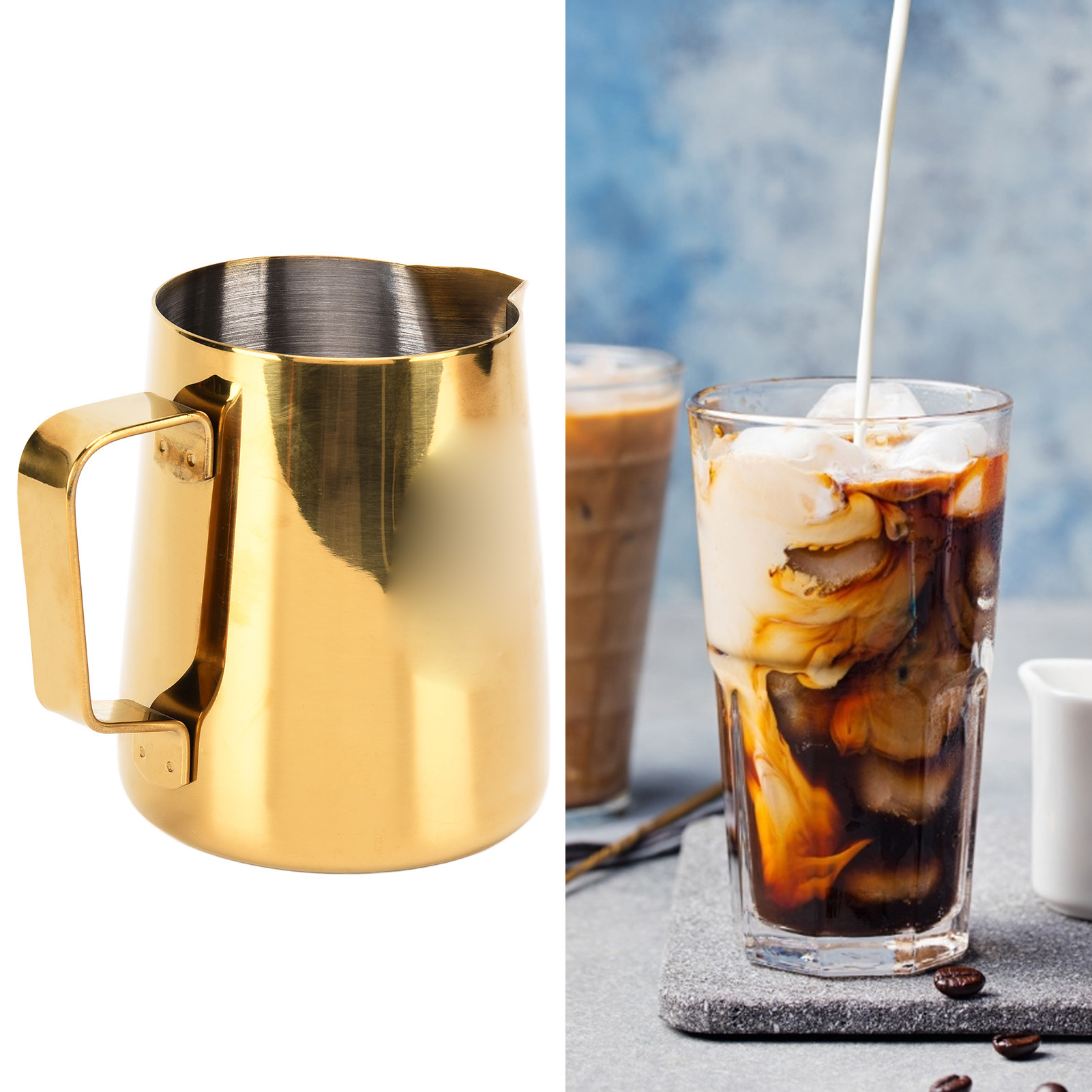 Schwanenförmige Latte-art-tasse/station, 380 Ml, Aus Poliertem Edelstahl 304 In Gold