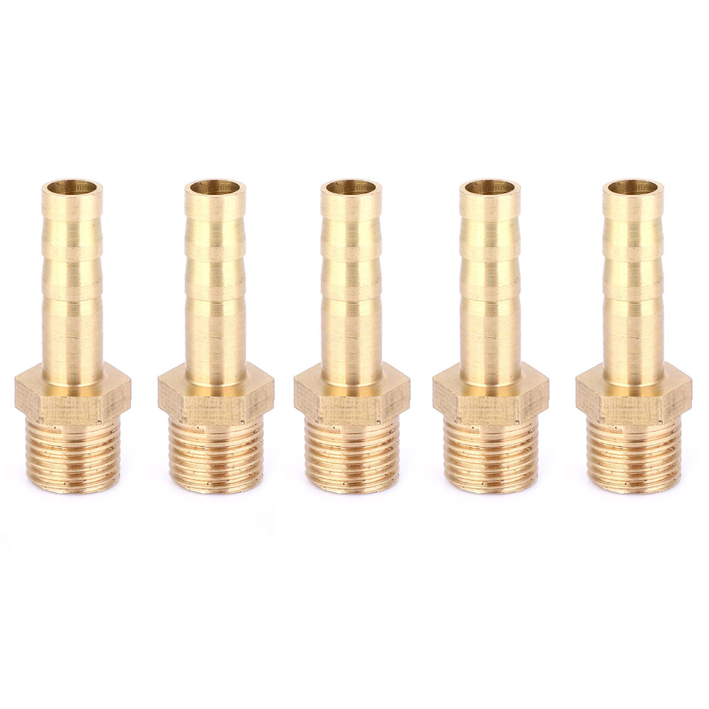 Fünf 1/8"-kupfer-wasserhahnverschraubungen Mit Außengewinde, 6-mm-pagodenverschraubungen Mit Außengewinde.