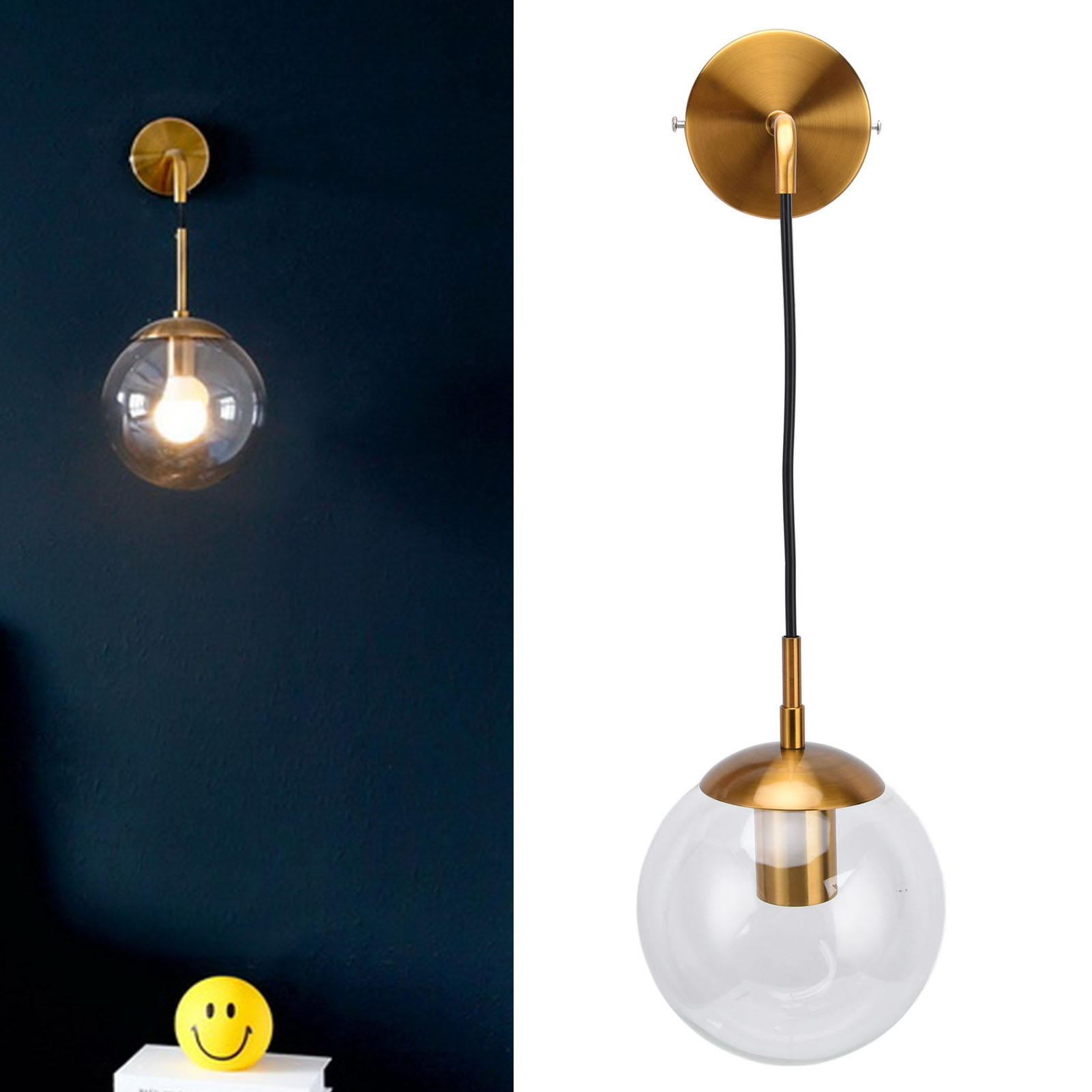 Moderne Led-wandleuchte Im Nordischen Stil Mit Glaskugel, Geeignet Für Badezimmer Und Wohnzimmer, E27-fassung, Amerikanischer Retro-stil.