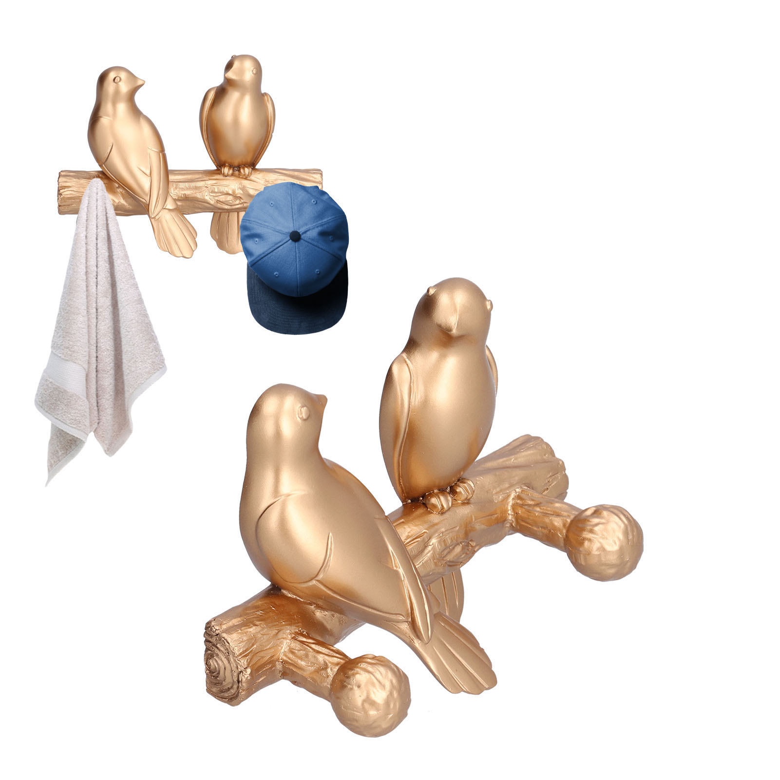 Kreative, Dekorative 3d-haken In Vogelform Für Türen Und Eingänge – Kein Bohren Erforderlich – Goldfarben