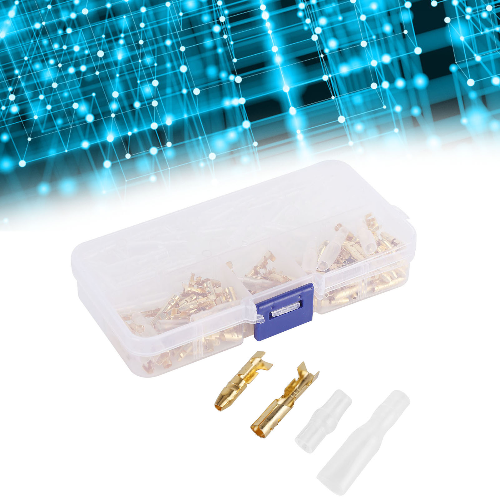 Schachtel Mit 120 Stück, Bestehend Aus 3,5-mm-anschlussklemmen Mit Isolierkappen, 60 Messing-innensteckern Und 60 Messing-innensteckern.