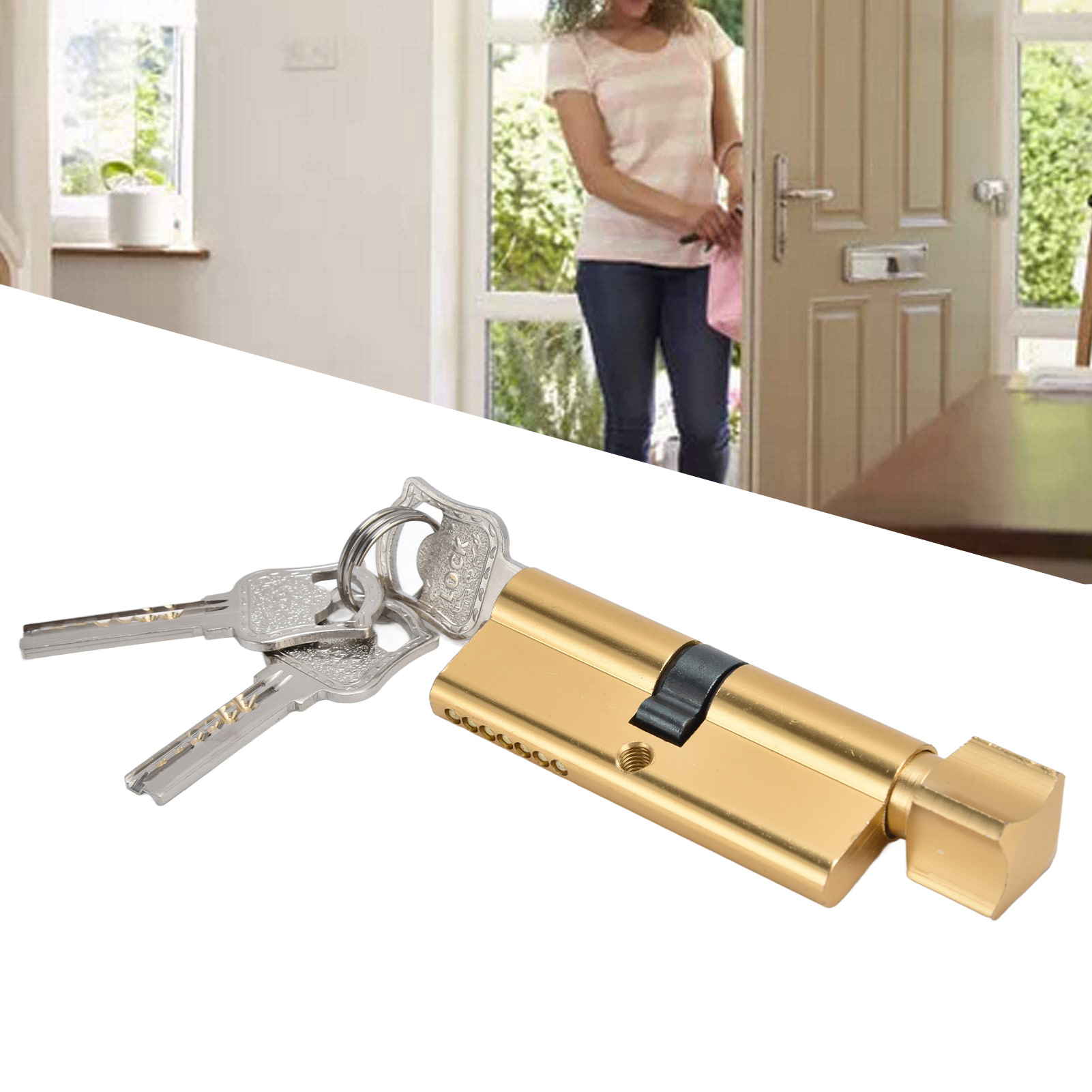 Schlüsselschließzylinder Aus Aluminiumlegierung Für Innentüren, Kleiner 70er Schließzylinder Für Holztüren, Goldfarben
