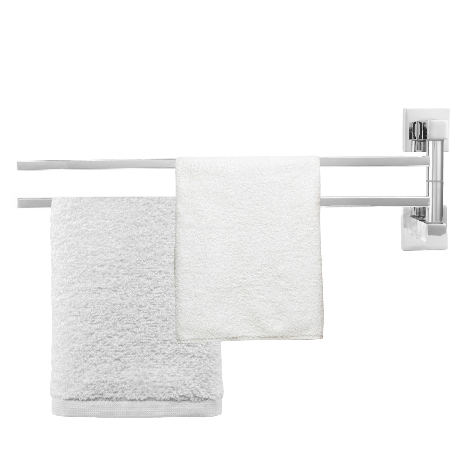 Quadratischer, Rohrförmiger Handtuchhalter Mit 180°-schwenkfunktion, Edelstahl, Badaccessoire 250255, Zwei Verstellbare Stangen – Chrom
