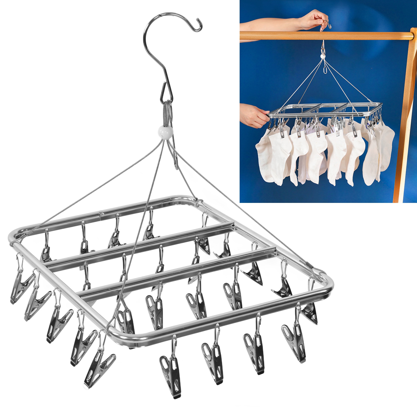 Wäscheständer Aus Aluminiumlegierung Mit Mehreren Klemmen, Socken- Und Unterwäsche-trockenständer