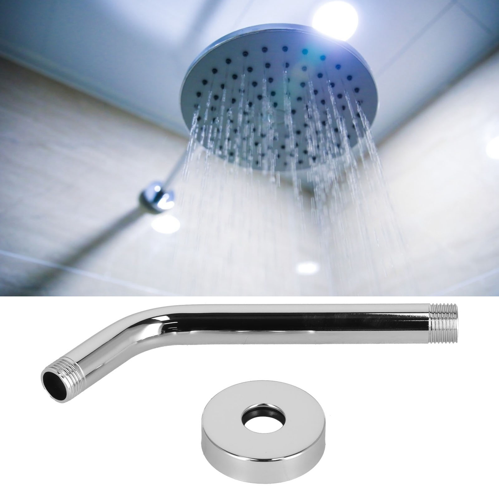Wandmontierte Duscharmhalterung Aus Edelstahl Mit Verdeckter Verrohrung, Amerikanischer Standard Npt Chrom 10 Zoll.