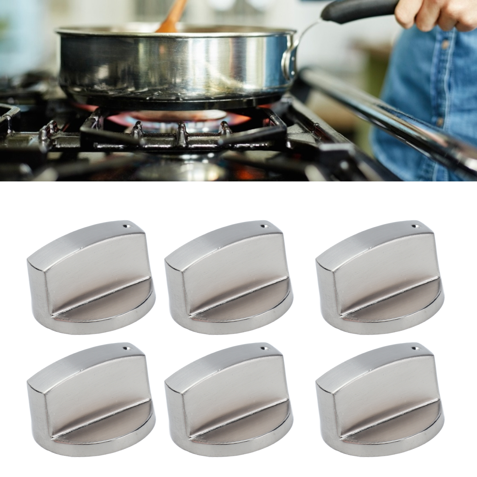 Set Mit 6 Metallknöpfen (8 Mm Durchmesser) Für Gasherde, Warmwasserbereiter, Backöfen, Mikrowellen Und Zündschalter. Geeignet Für Winkel Bis Zu 45°, Abhängig Von Den Tatsächlichen Maßen.
