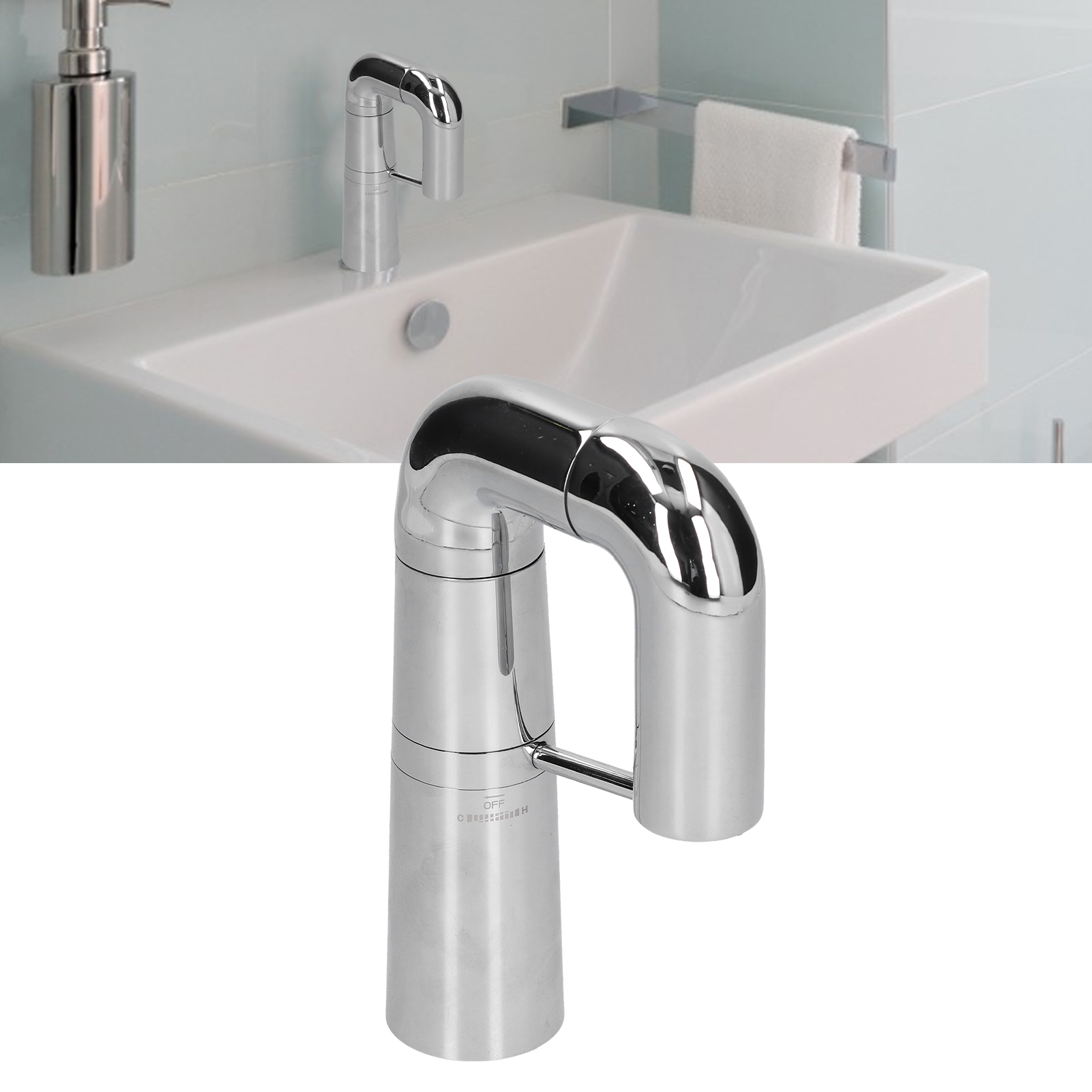 Hochwertige G1/2 Unterbau-waschtischarmatur, Schwenkbare Küchenarmatur Aus Vollkupfer, Aufsatz-waschtischarmatur, Verchromte Wasserzulaufrohre (x2)