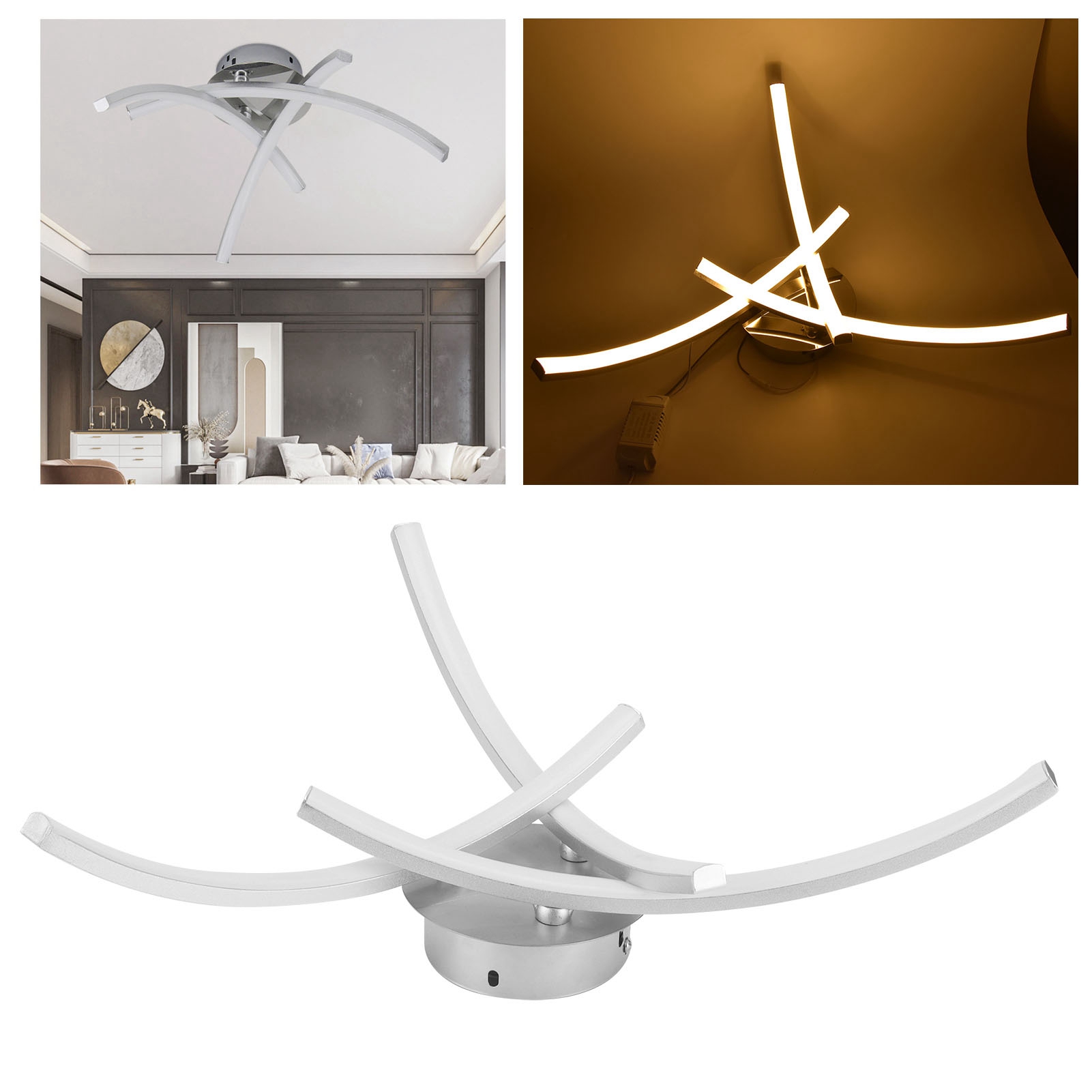 18w Led-deckenleuchte (105 Leds), Moderne Nordisch-minimalistische Gebogene Deckenleuchte Für Schlafzimmer, Wohnzimmer, Büro, Esszimmer, Schlichte Dekorative Beleuchtung Mit Ce- Und Rohs-zertifizierun