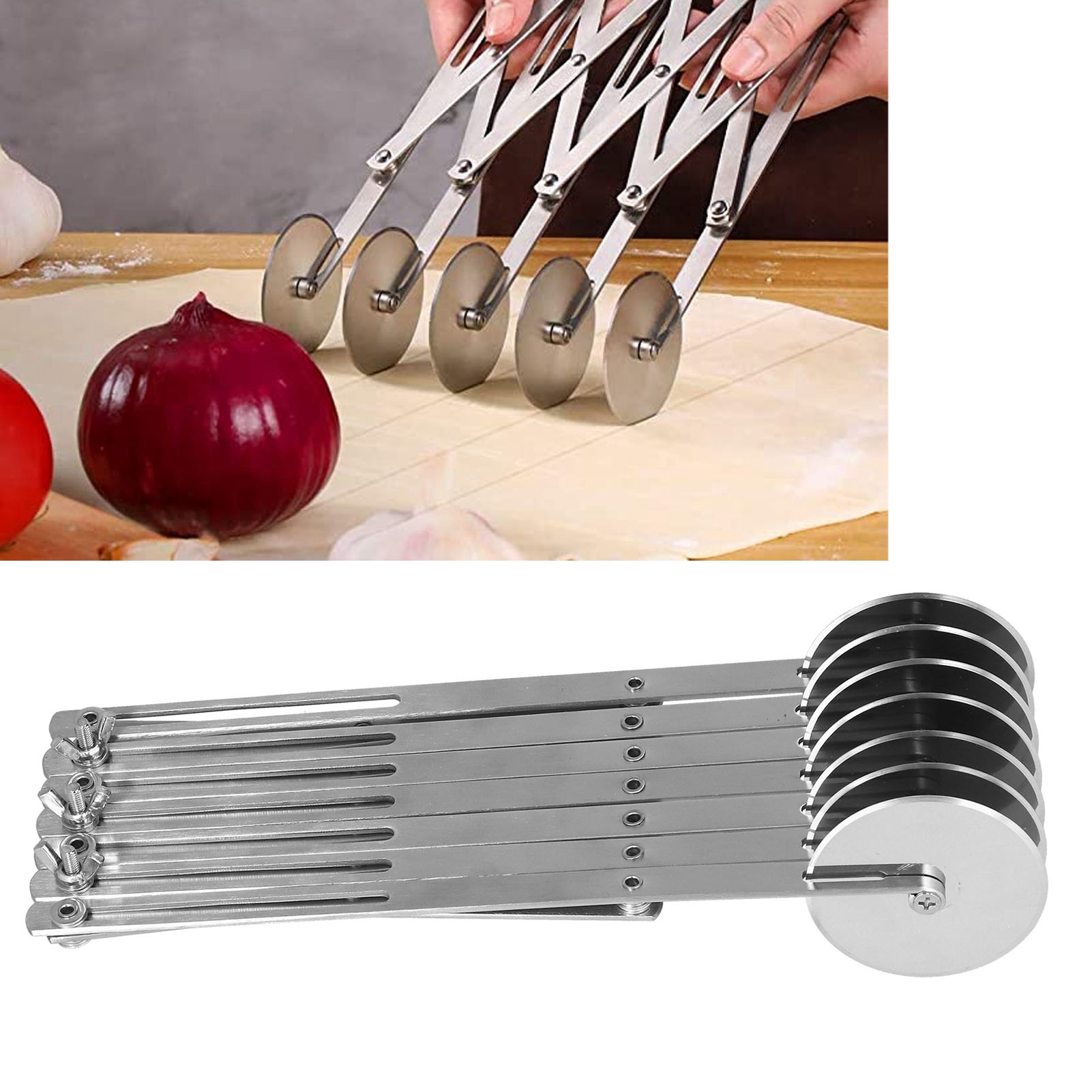 Mehrrädriger Teigschneider, Pizzaschneider, Teigschneider Aus Edelstahl, Pizzaschneider Zum Backen, Krustenschneider, Siebenrädriger Teigschneider