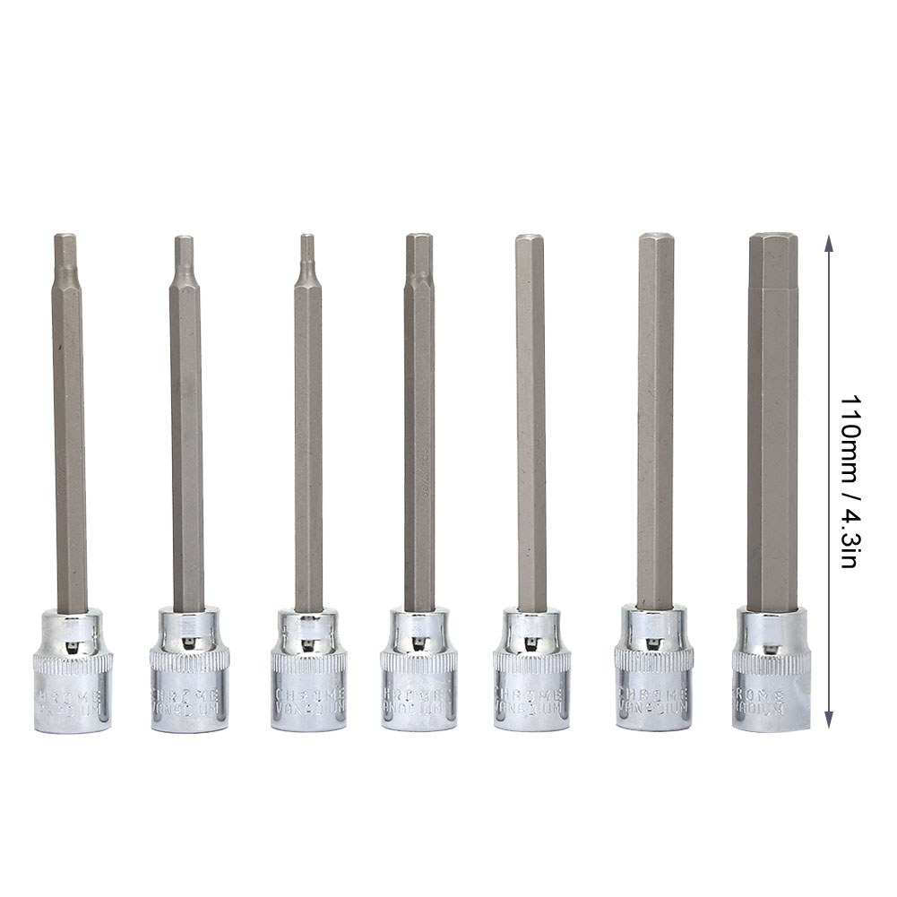 3/8" Langer Sechskant-steckschlüssel Mit Ratsche Und Außensechskantbit (zoll) - 7-teilig