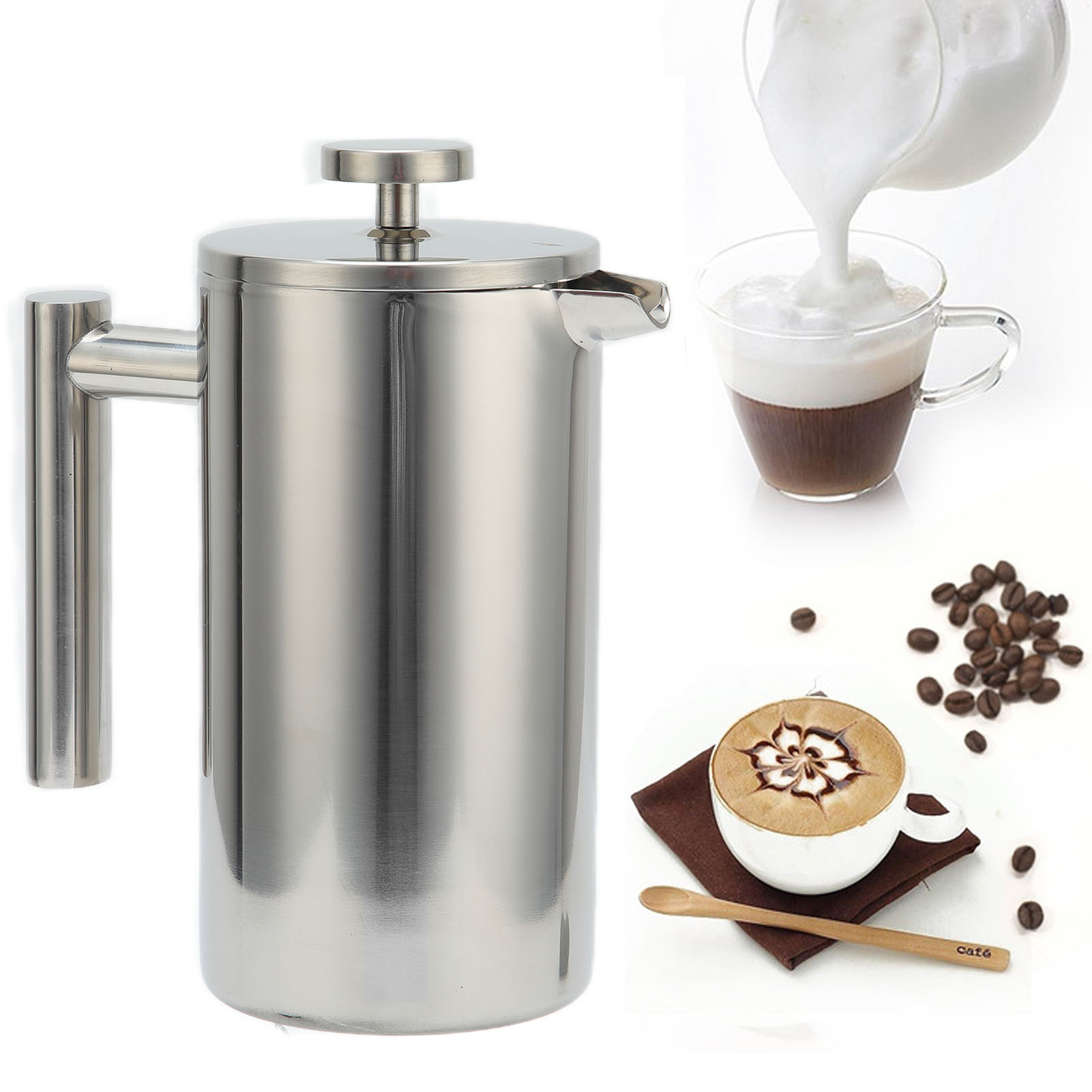 1000 Ml Edelstahl-kaffeebereiter (french Press), Filterkaffeemaschine, Teekanne, Milchaufschäumer