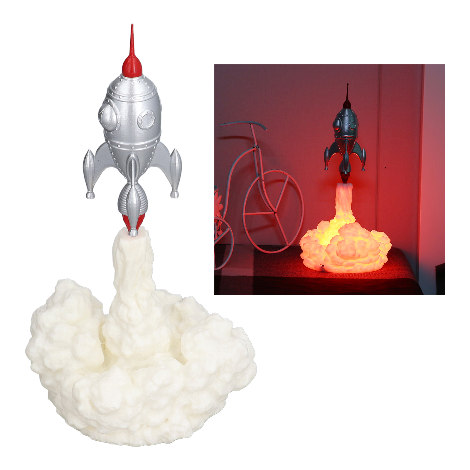3d-raketenlampe, Nachtlicht Für Kinder, Originelle Lampe, 3d-gedrucktes Nachtlicht, Dekorative Lampe Fürs Schlafzimmer, Rakete Nr. 2