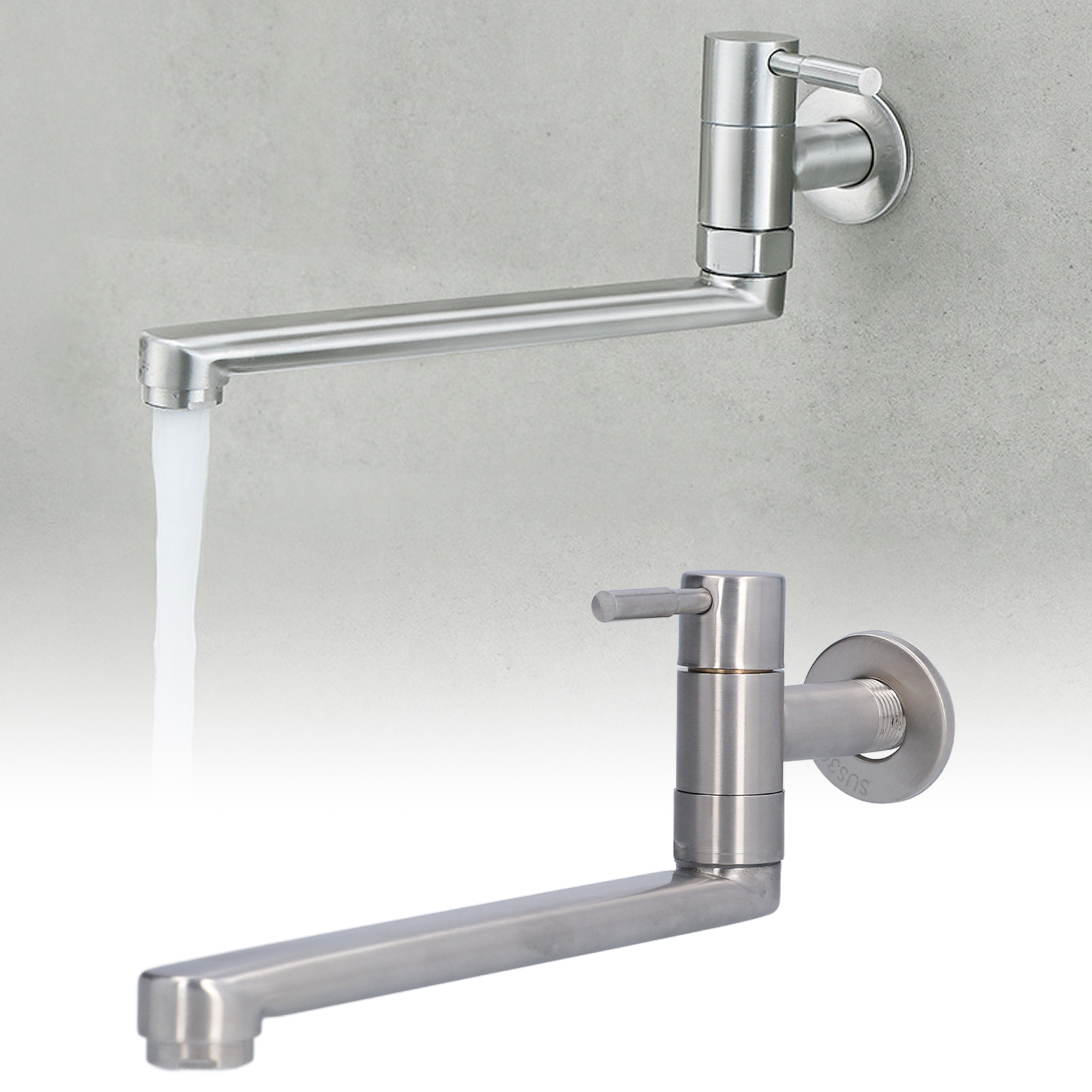 Verlängerte Küchenarmatur G1/2 Aus Edelstahl 304, Einzelkühleinheit, Für Balkon, Haushalt, Reinigung, Spüle, Spritzschutz