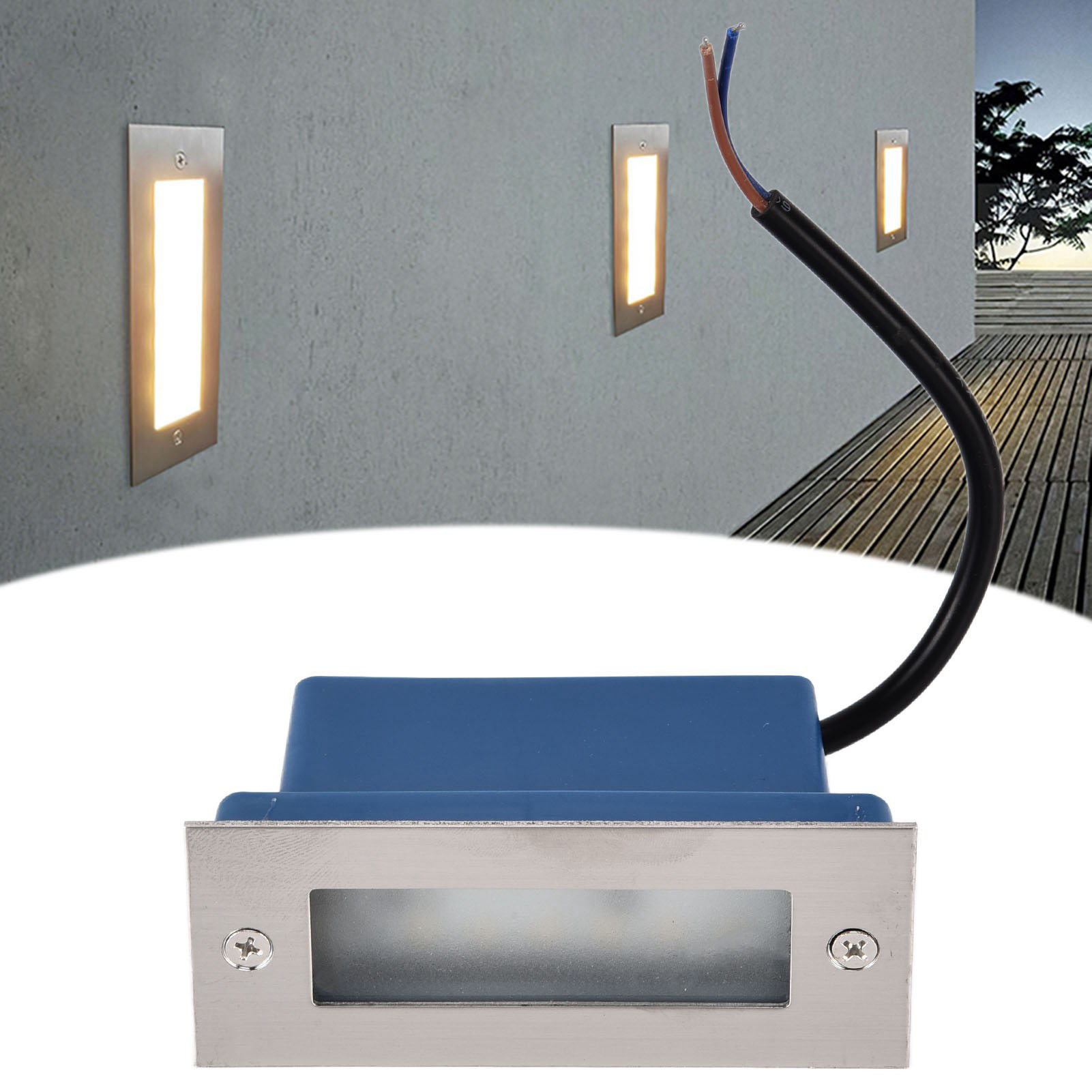Einbau-stufenbeleuchtung, 12 Leds, Led-streifen Für Die Füße, Bodenbeleuchtung, Warmweißes Licht, Wasserdichte Edelstahl-außenbeleuchtung Für Gehstufen.