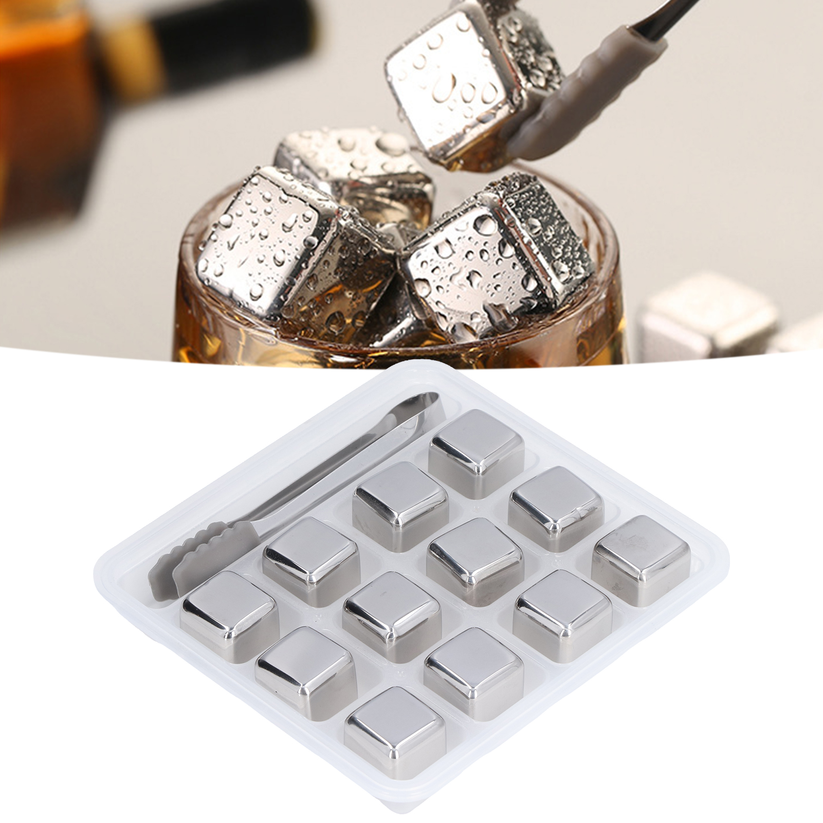 Set Mit 12 Eiswürfeln + Eiszange Aus Metall Für Whisky Und Wein, Gekühlte Eiswürfel, Rotwein-eiswürfel