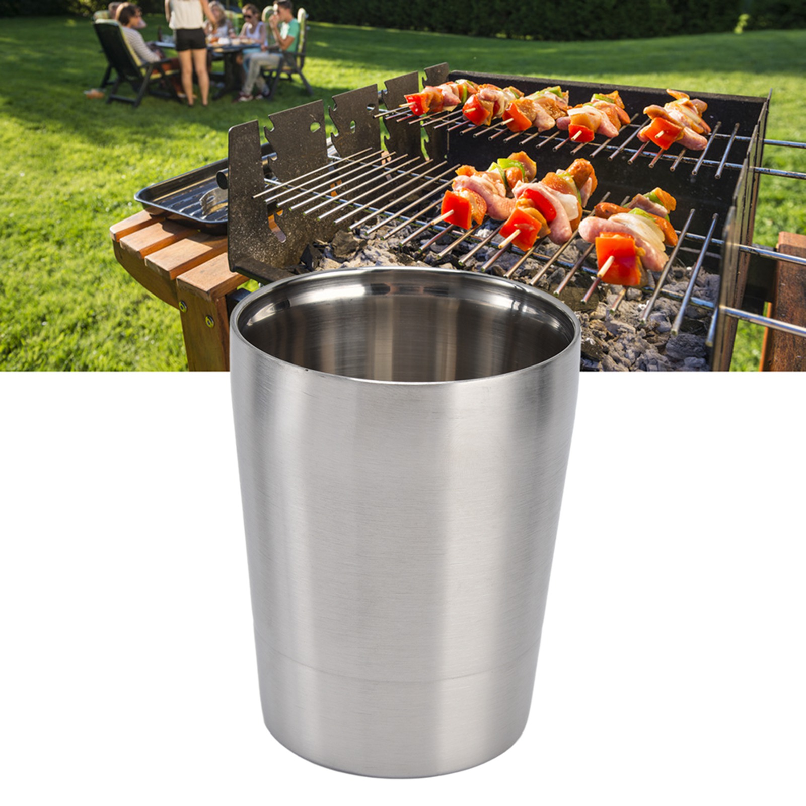 Outdoor-becher Aus Edelstahl 304, Ideal Für Camping, Picknicks, Grillabende, Bier, Wasser Beim Wandern, Tee, Milch Oder Kaffee. Naturfarben, Kleines Fassungsvermögen 263 Ml.