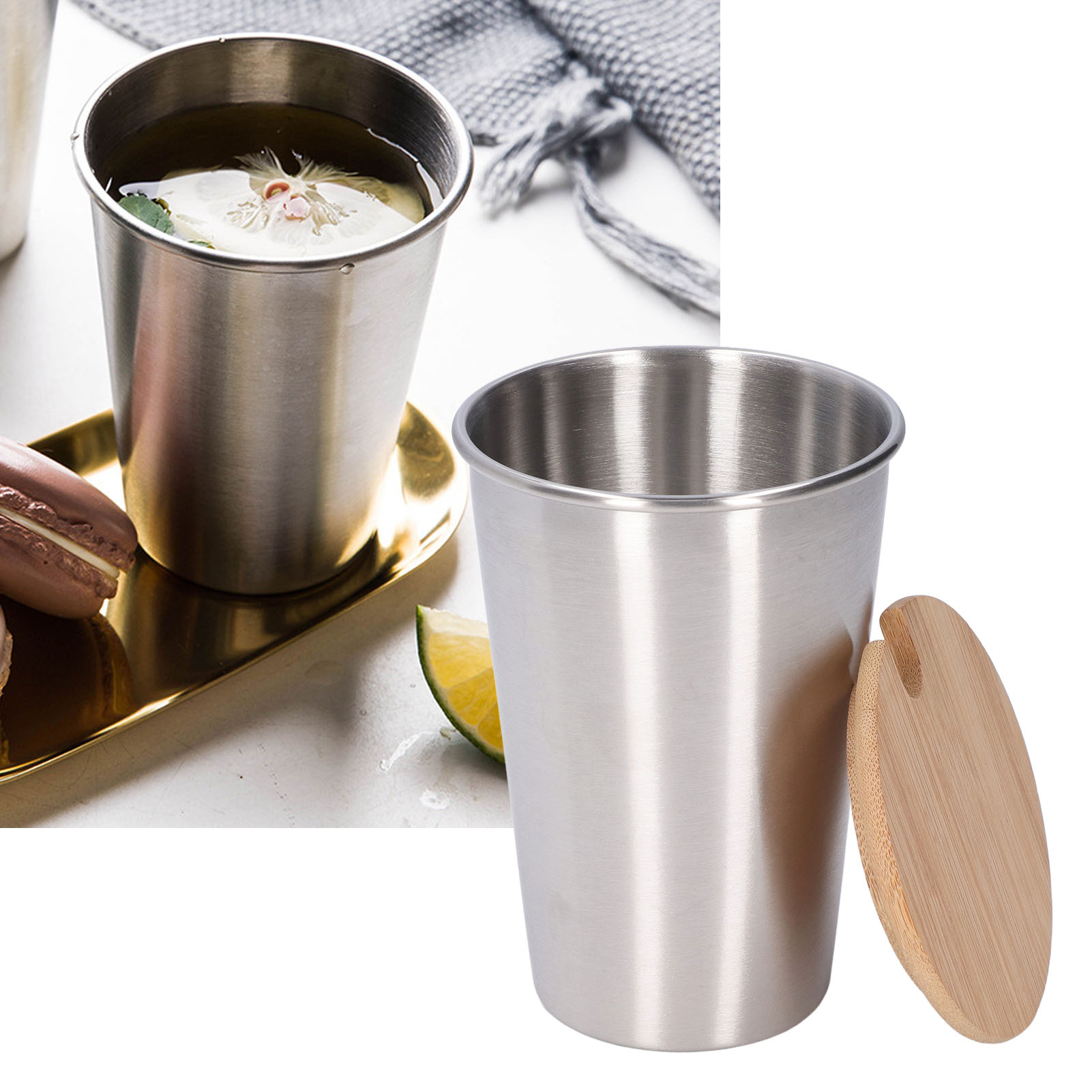 500-ml-bierkrug Aus Edelstahl Mit Deckel, Einwandige Wasserflasche, Outdoor-wasserflasche, Weinglas, Trinkbecher, Edelstahlfarbe