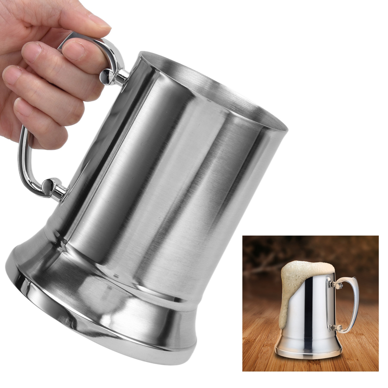 Doppelwandiger Bierkrug Aus Edelstahl 304, Bar-/hotelbedarf, Cocktailkrug, Flammenbecher, Kleines 450-ml-modell
