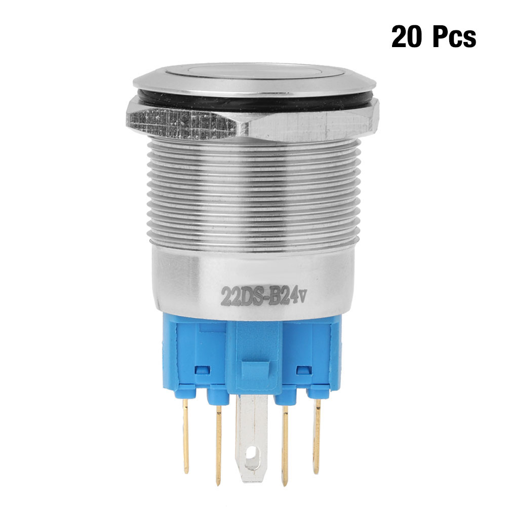 Bem-22-22ds Selbstverriegelnder Drucktaster Aus Edelstahl, 24 Vdc, 6 Pins, 22 Mm (20 Stück/box)