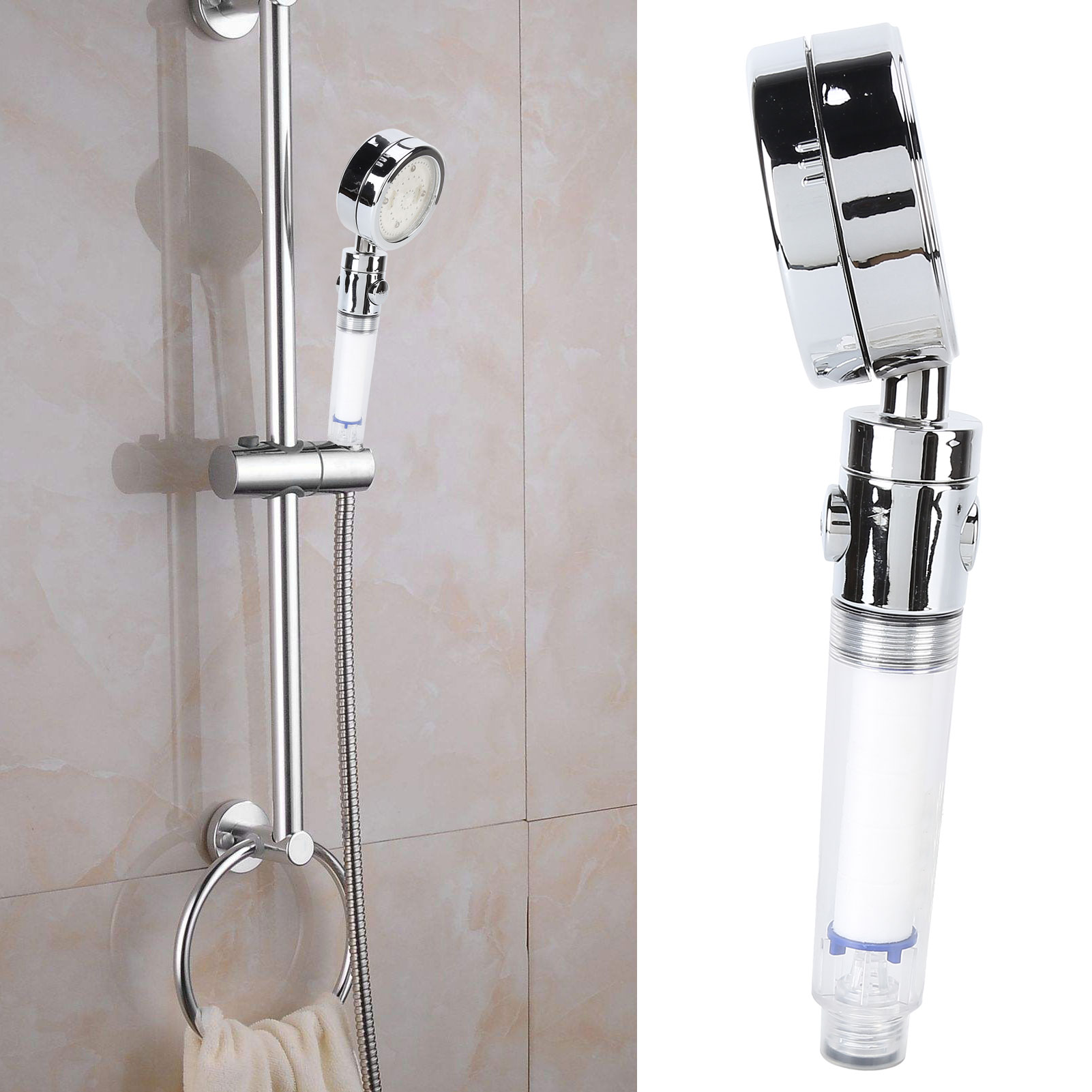 Led-duschkopf Mit Filter, Duschkopf Mit Wasserstoppschalter, Siebenfarbiger/temperaturregelung, Siebenfarbiger Blinkender Duschkopf 8008-a34.