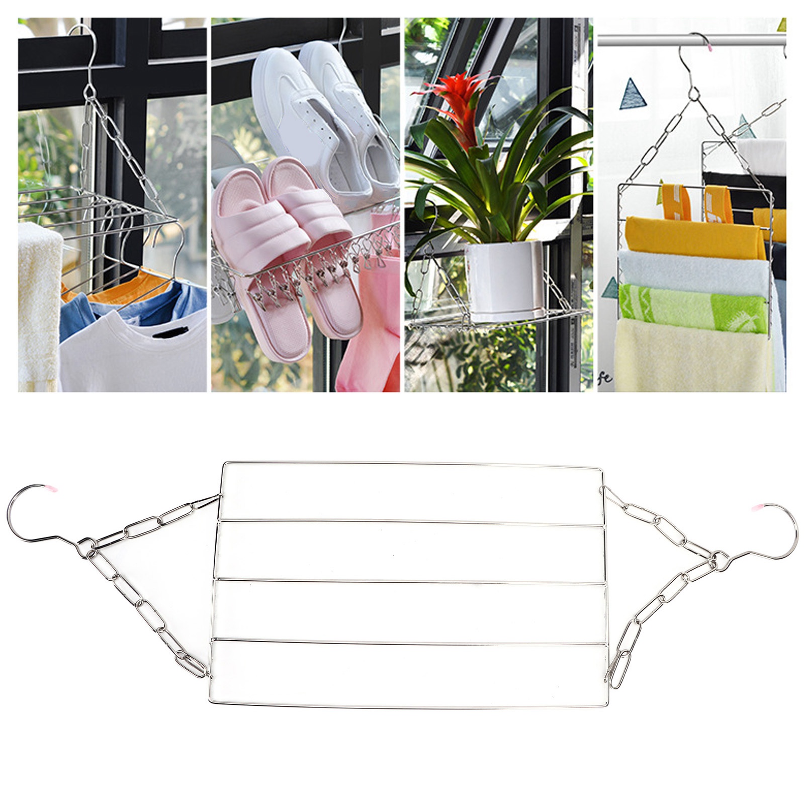 Multifunktionaler Geschirrabtropfer Aus Edelstahl Für Balkone, Geeignet Zur Aufbewahrung Von Socken, Hosen, Kleidung, Schuhen Und Socken.