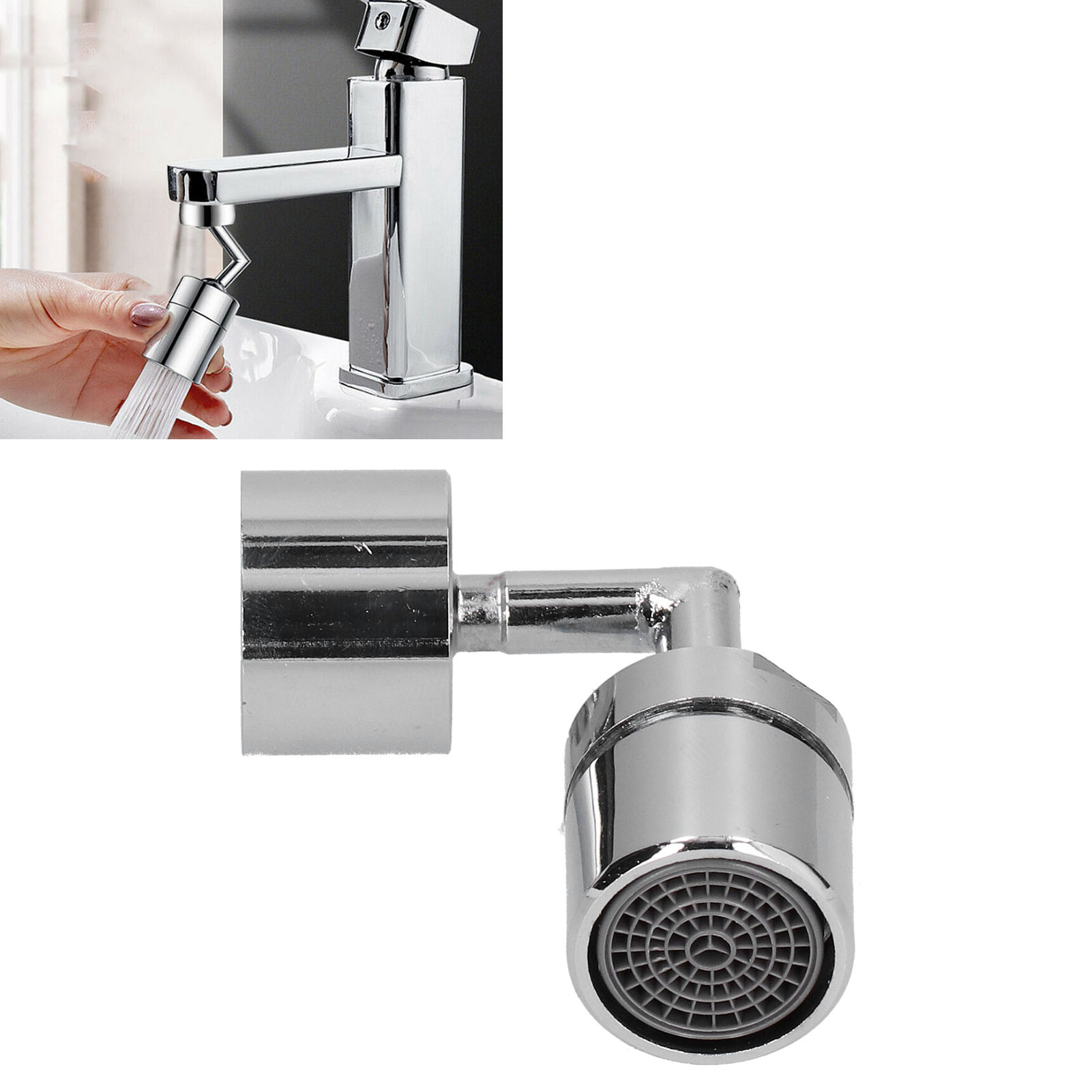 Universell Schwenkbarer Wasserhahn, 720° Drehbarer Auslauf, Spritzschutz, Wasserfilter, Spülauslauf, Gezahnte Befestigung.
