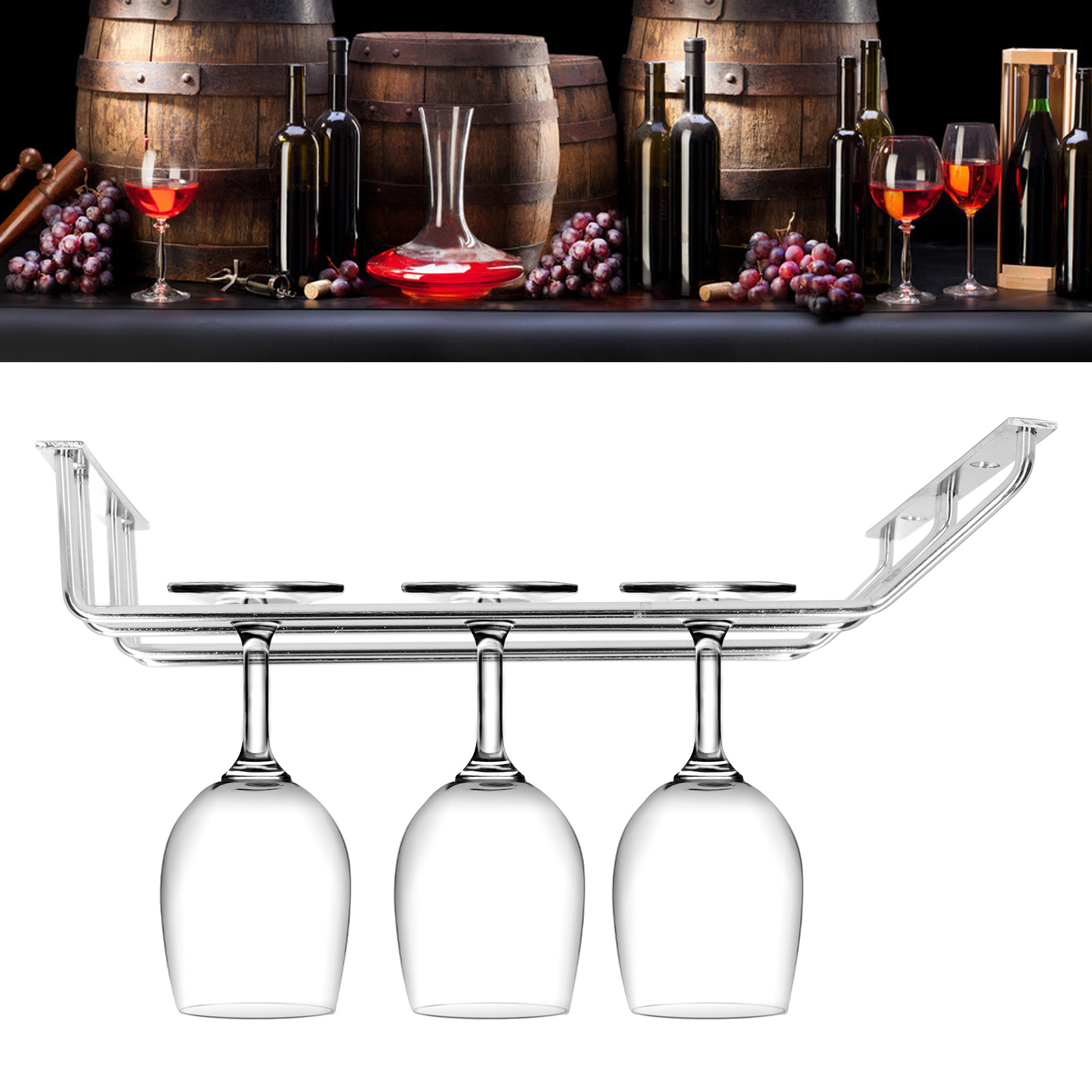 Doppelreihiges Weinglasregal Aus Edelstahl 304, Hängender Glashalter, Umgedrehter Glashalter, Bar- Und Wohnaccessoires, Kleine Größe