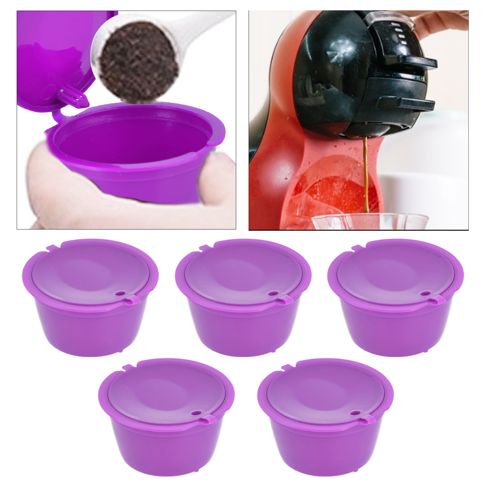 Dolcegusto Wiederverwendbare Kaffeefilterkapsel Für Kaffeemaschinen, 50 Ml, 5er-packung, Lila.