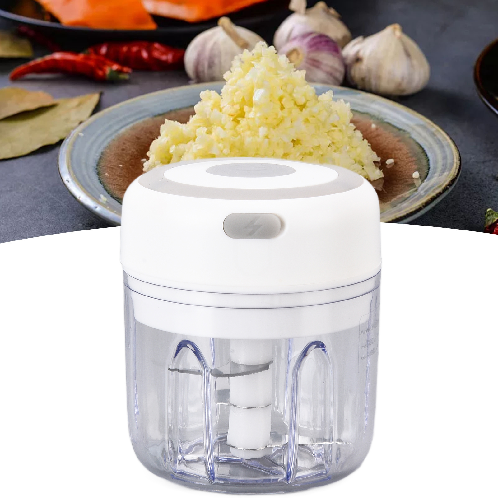 Sanye 250ml Usb-wiederaufladbare Ingwermühle, Elektrische Knoblauchmühle, Babynahrungszubereiter, Zerkleinerer (weiß)