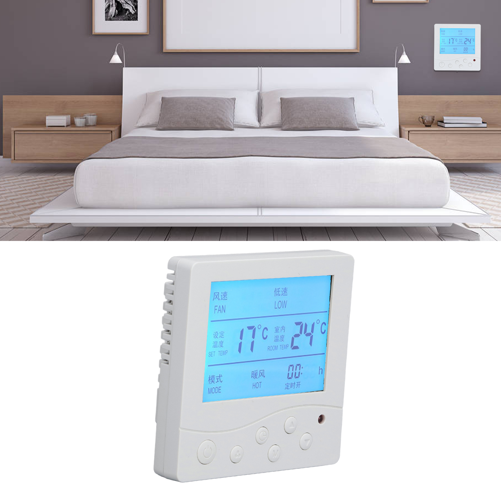 Intelligenter Lcd-thermostat Für Die Zentrale Klimaanlage Mit Gebläsekonvektor, 220-v-thermostatschalter