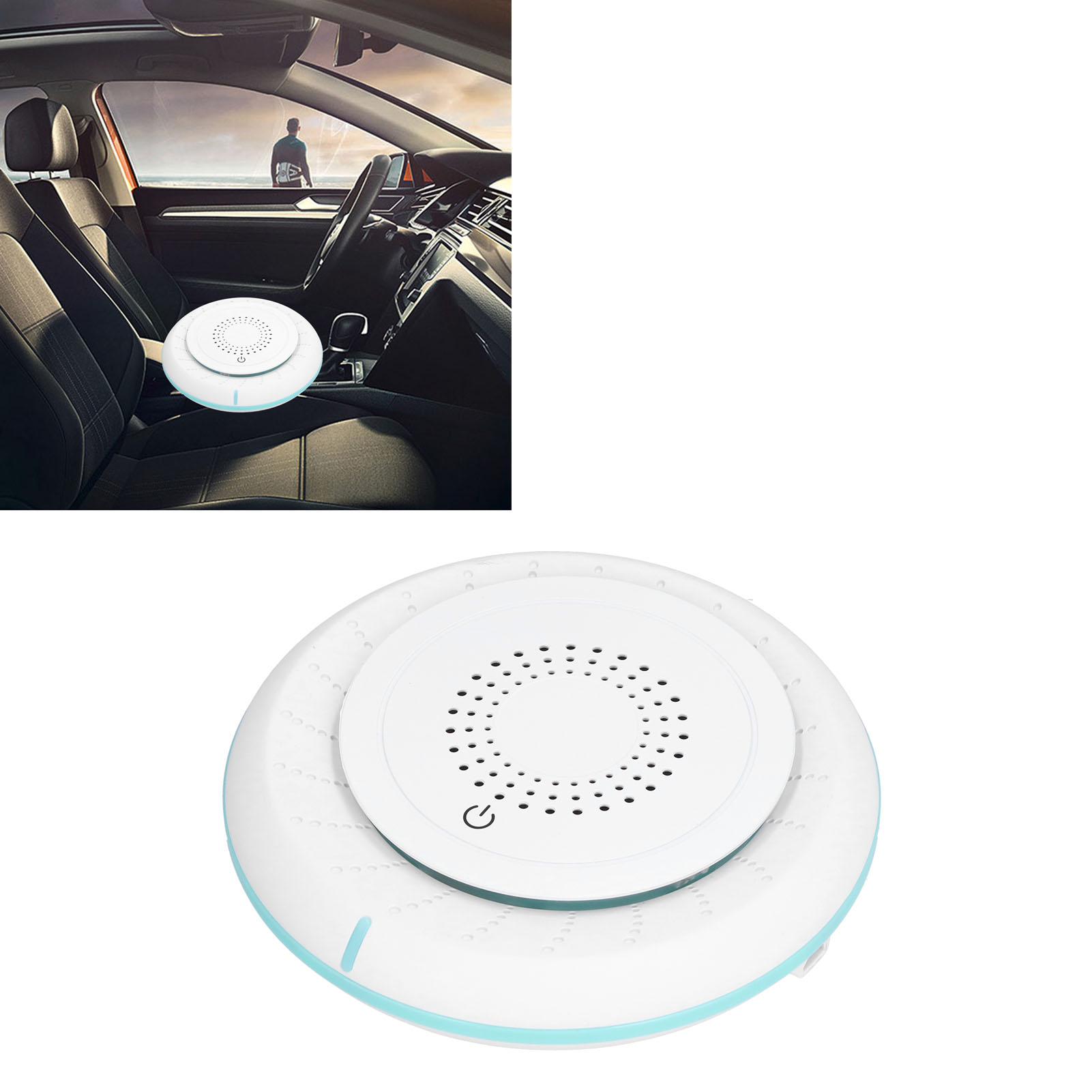 Kleiner, Tragbarer Auto-luftreiniger Mit Negativ-ionen-technologie, Beseitigt Formaldehyd Und Gerüche, Usb-betrieben, Weiß.