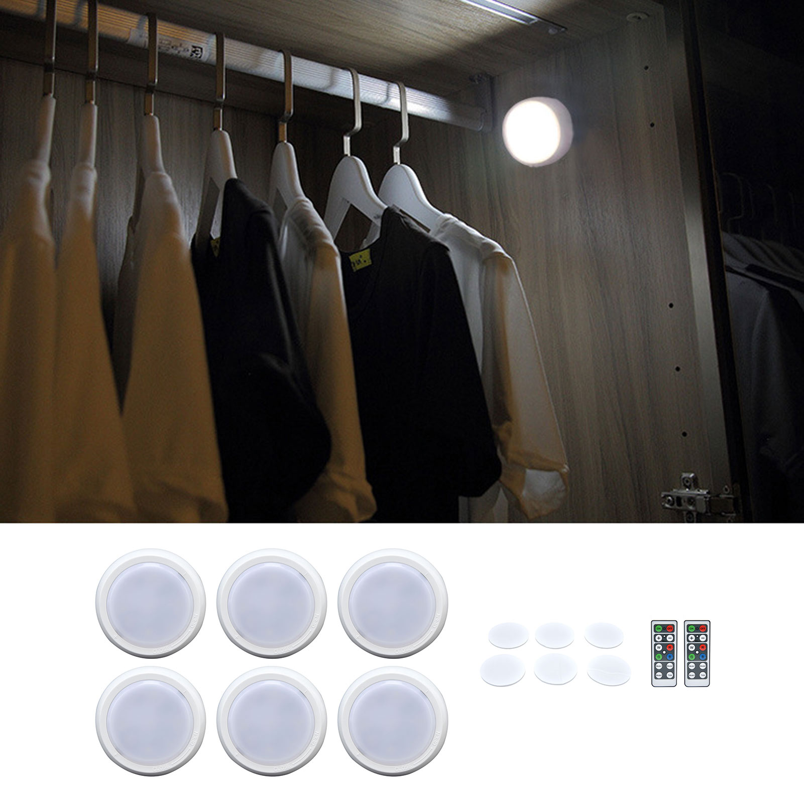 Rgbw-led-kleiderschrankleuchte Mit Fernbedienung, Schrankleuchte, Dimmbares Nachtlicht, Nachttischlampe, Stillleuchte, 6er-set