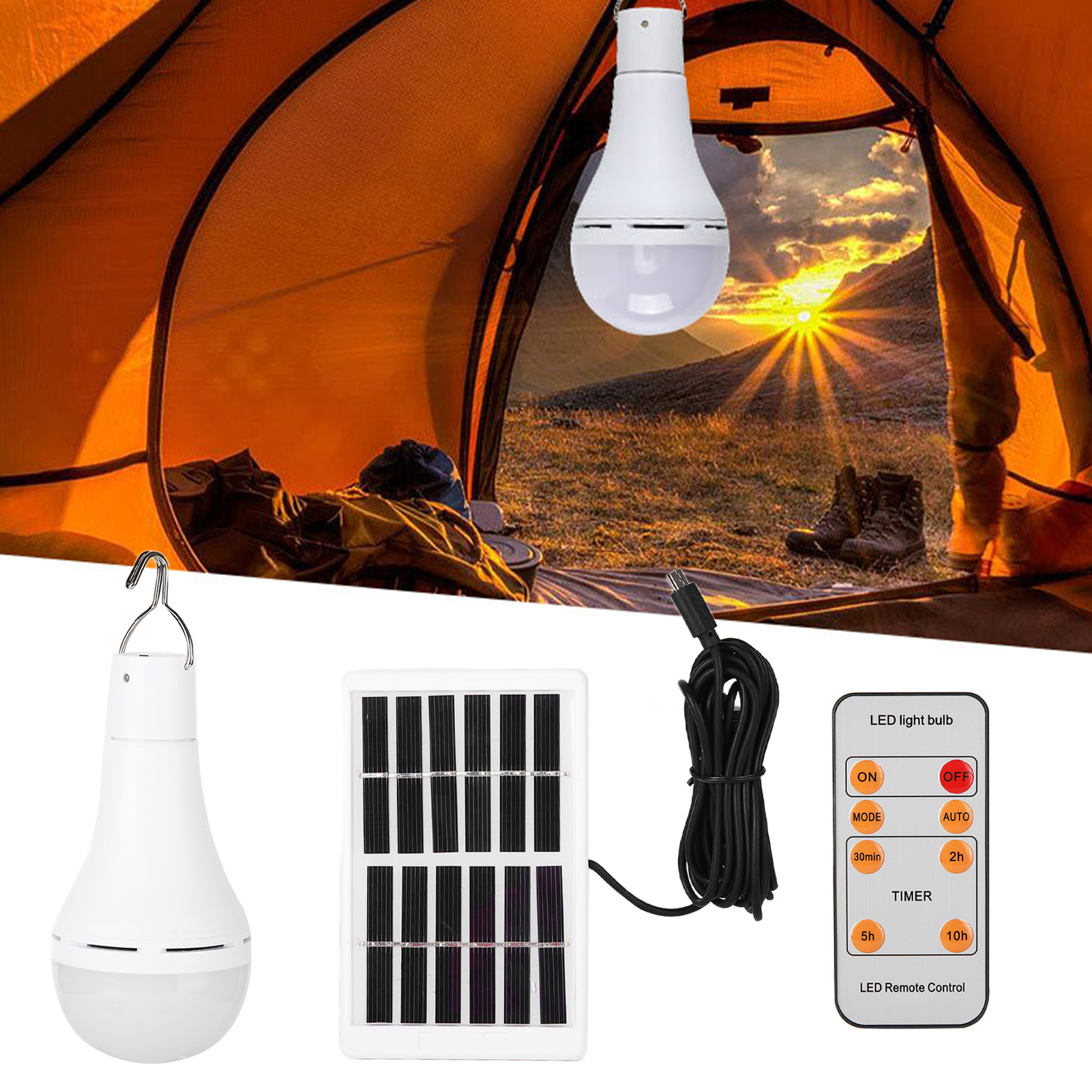 9-w-solarlampe Mit Lichtsensor, 5 Modi, Led-notleuchte, Ideal Für Camping, Reinweißes Licht
