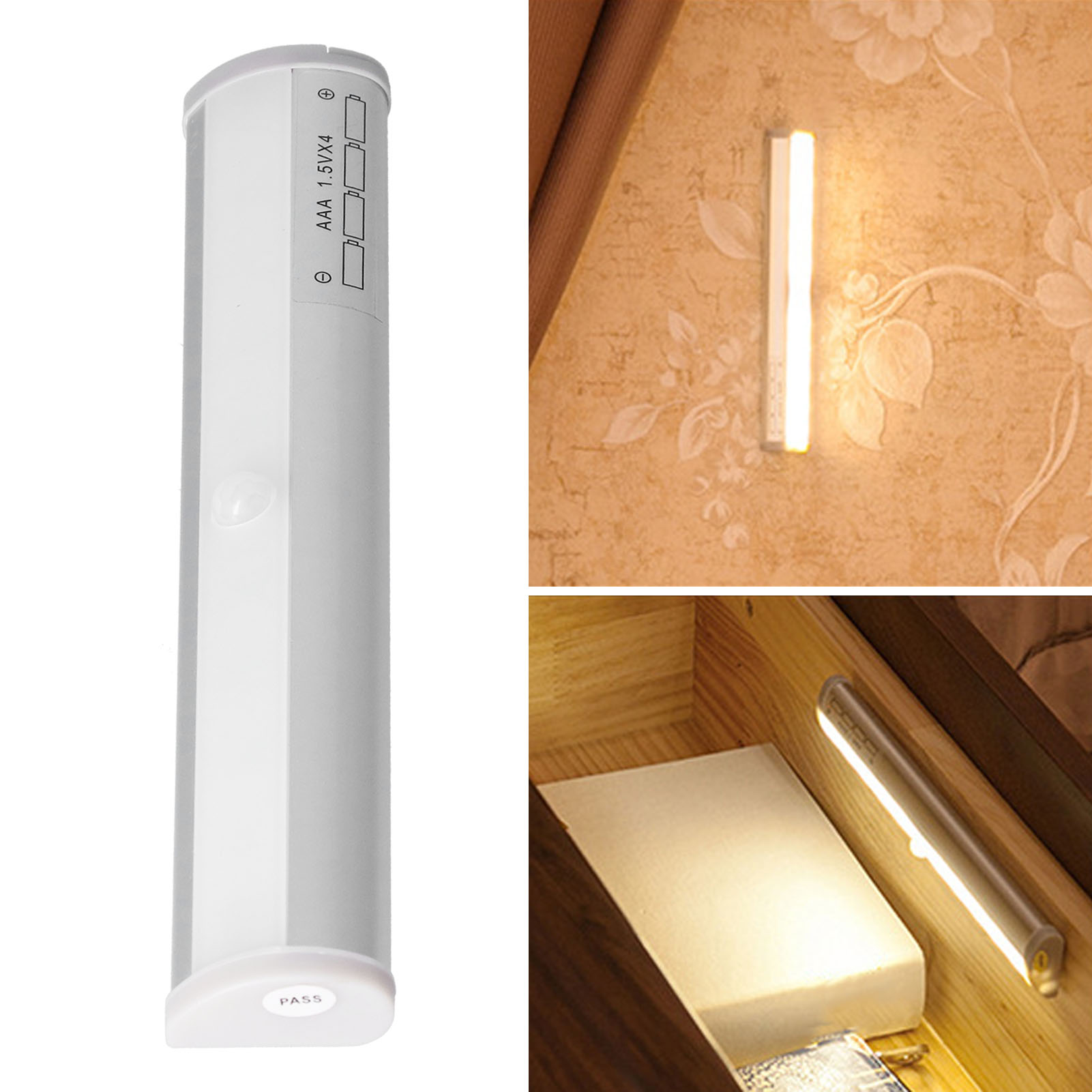 Led-nachttischlampe Mit 10 Bewegungsmeldern, Led-nachtlicht Ohne Bohren, Warmes Licht, Ideal Für Kleiderschrank Oder Nachttisch.