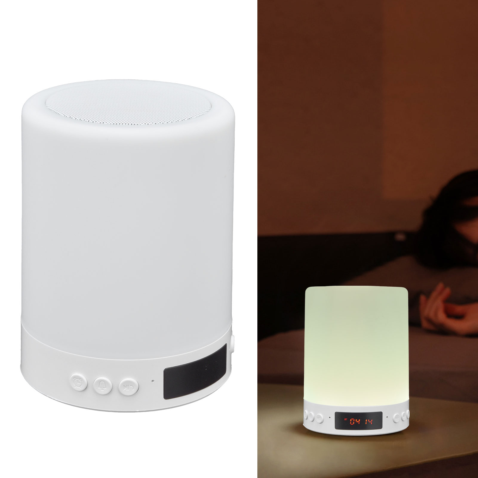 Bluetooth-lautsprecherlampe Mit Siebenfarbiger Rgb-uhranzeige, Wiederaufladbare Lautsprecherlampe Mit Kartensteckplatz, Musikalische Nachttischlampe, Weihnachtsgeschenk.
