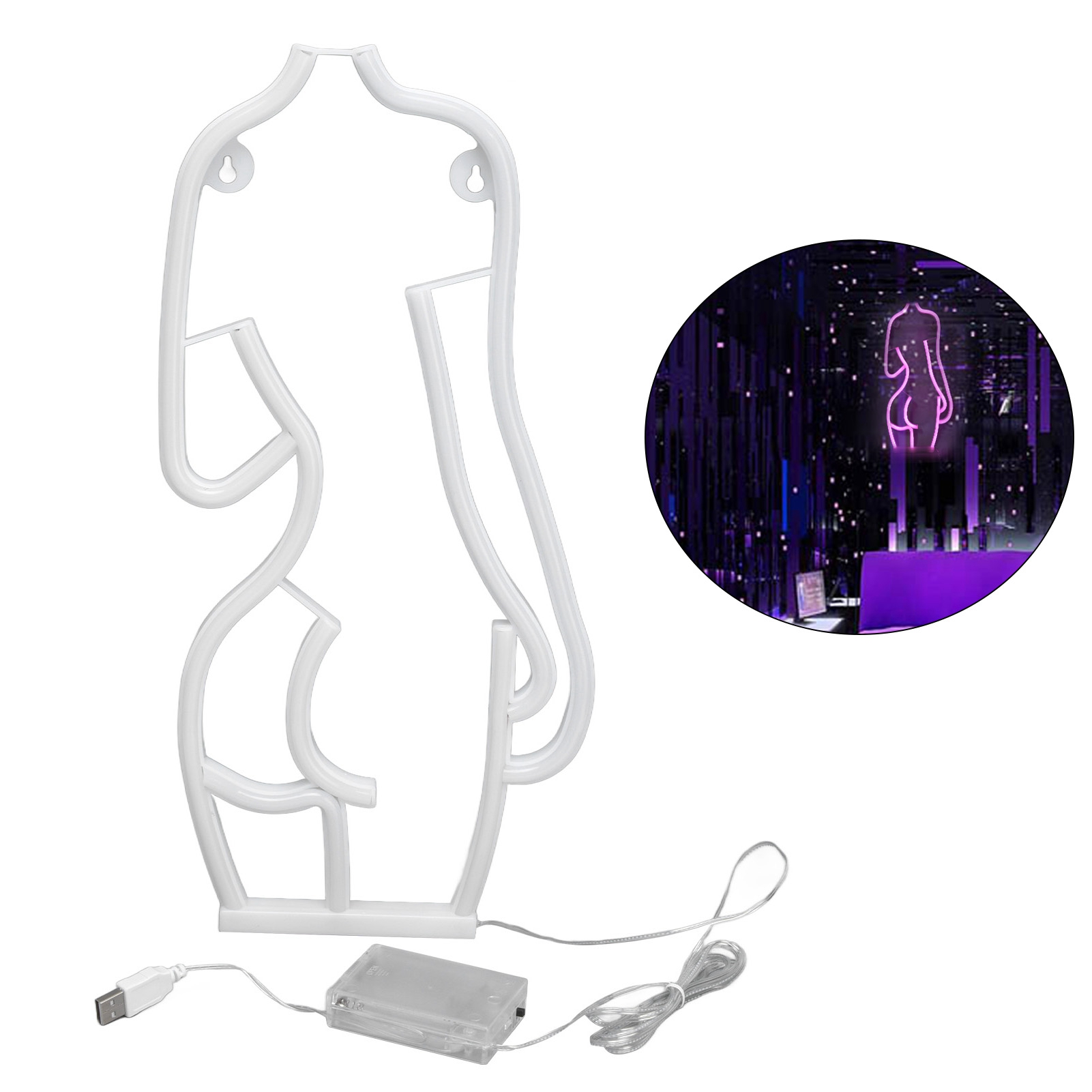Led-neonleuchte Mit Darstellung Einer Sexy Frau Mit Einem Anmutigen Rücken. Pinkfarbene Led-neonleuchte Zur Dekoration Von Schlafzimmer, Bar, Büro, Party Oder Hochzeit. Betrieb Über Usb Oder Batterie