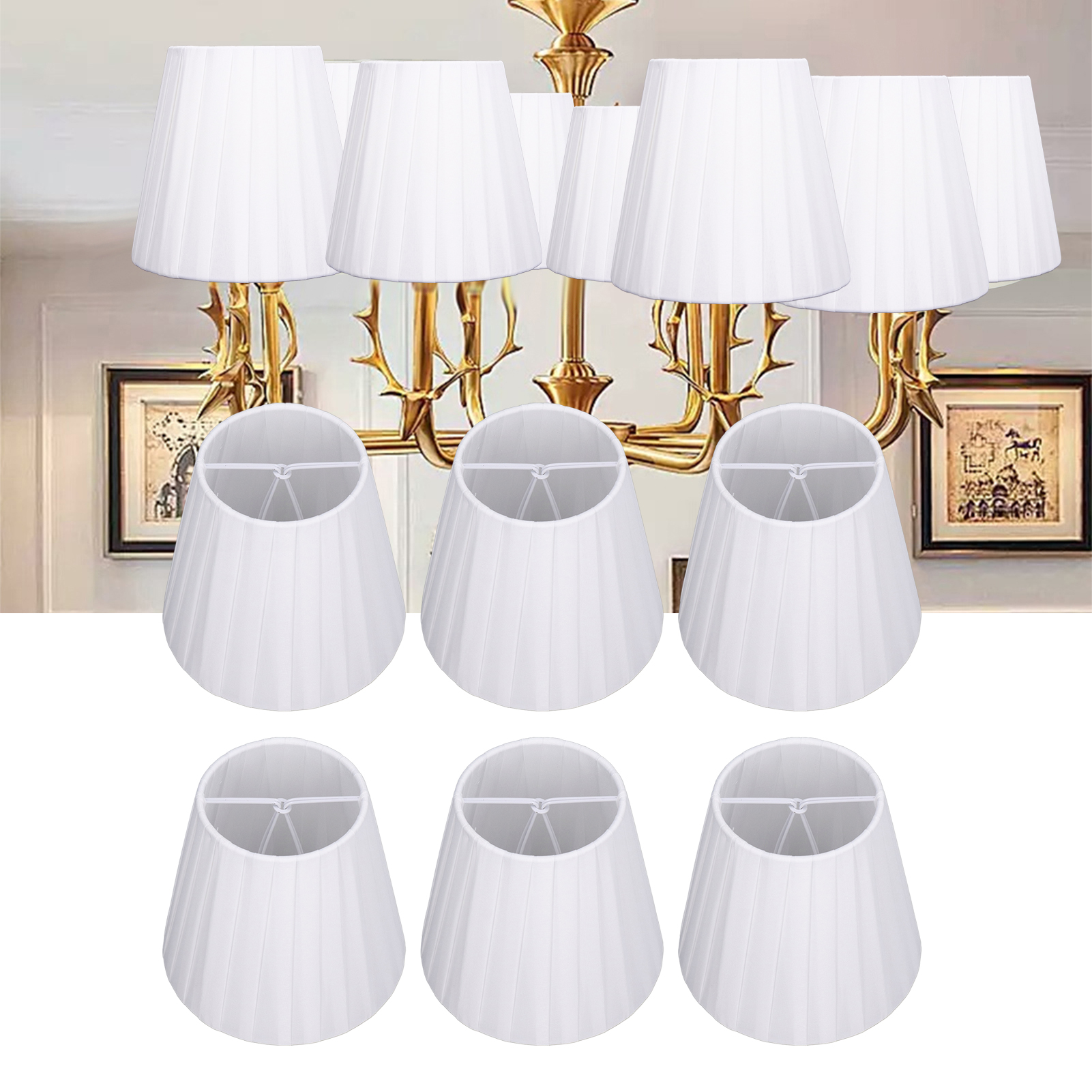 Lampenschirm Aus Stoff, Moderner Minimalistischer Weißer Lampenschirm Mit Weißen Stoffstreifen, Geeignet Für Klemmkerzenlampen, Stehlampen, Tischlampen, Pendelleuchten Und Wandleuchten.