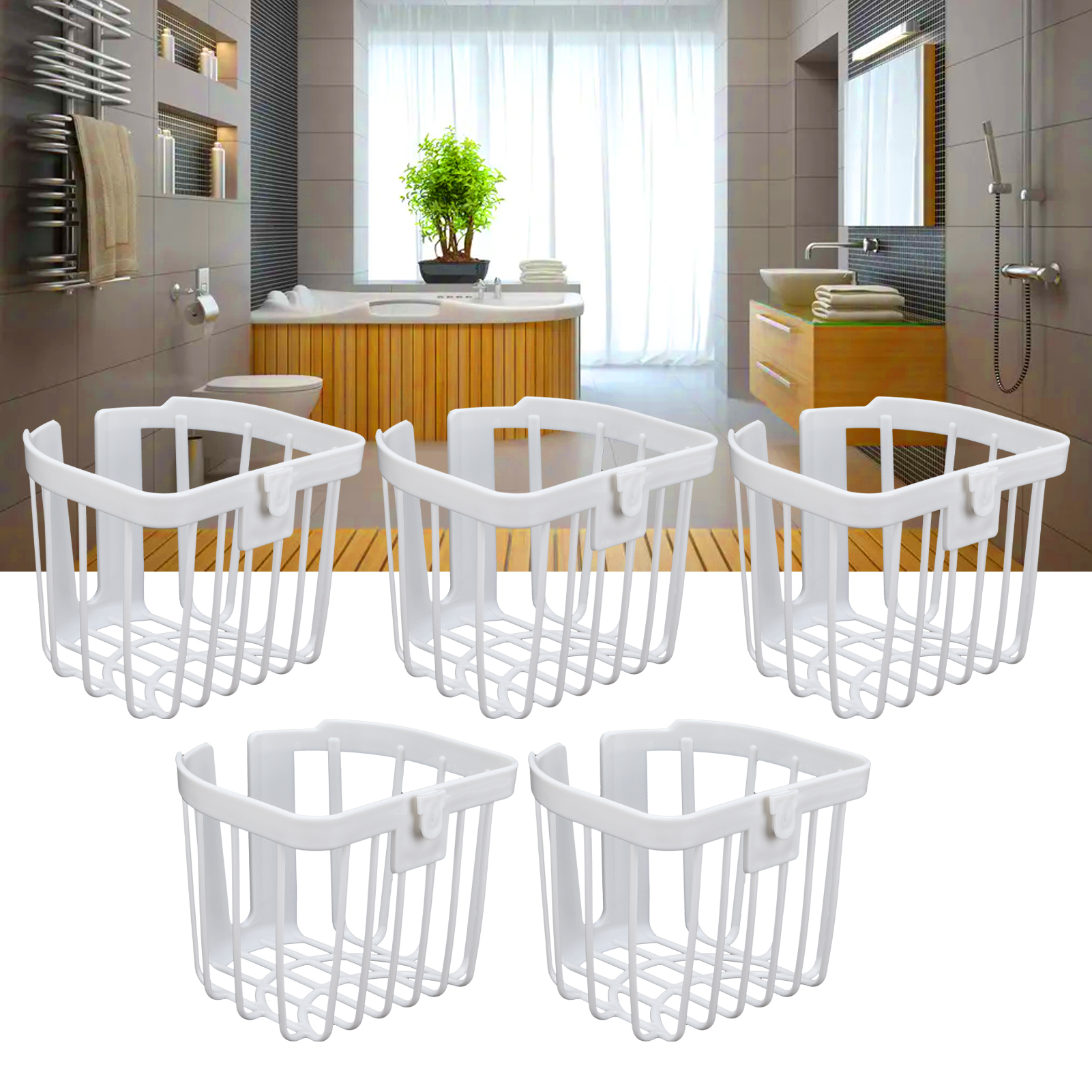 Set Mit 5 Weißen, Wandmontierten Toilettenpapierhaltern, Kein Bohren Erforderlich.