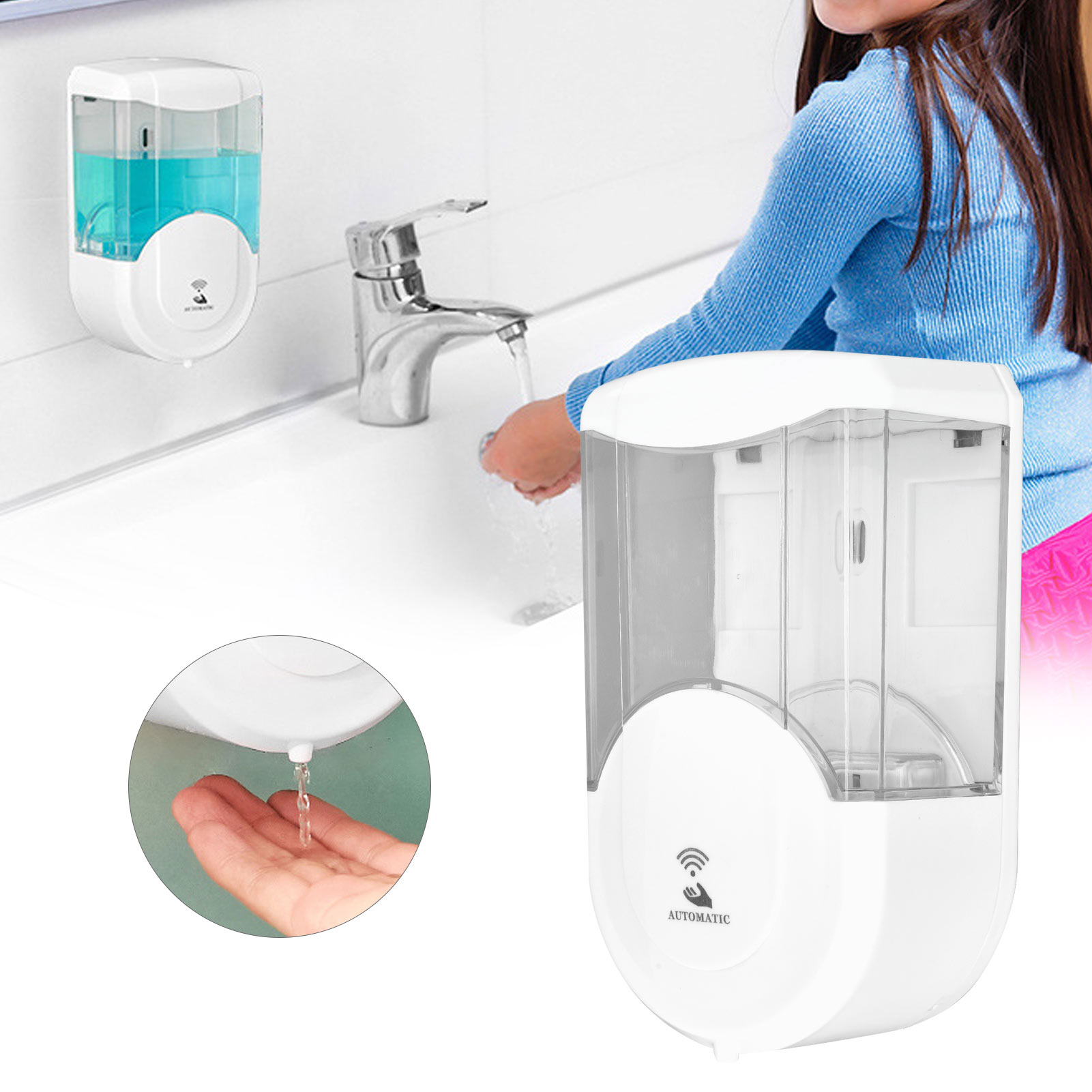 Automatischer Handdesinfektionsmittelspender, Intelligenter Sensor, Wandseifenspender Für Zuhause, Spender Für Geschirrspülmittel, Elektrischer Schaum-handdesinfektionsmittelspender, 600 Ml Fassungsve