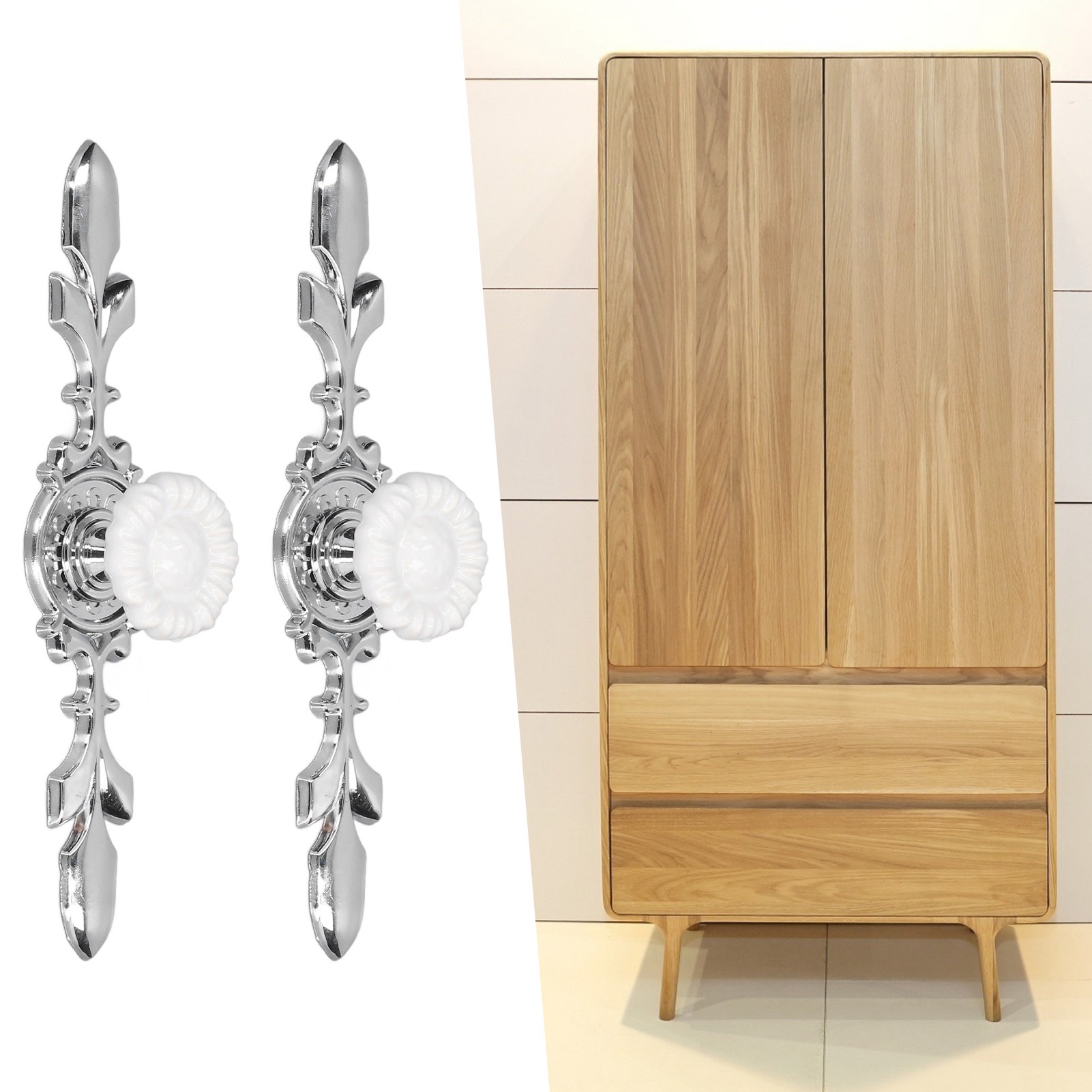 Sets/zu Verkaufen: Kleiderschrank-, Schuhschrank- Und Schubladentürgriffe, Moderne Minimalistische Griffe Aus Weißer Zinklegierung, Sonnenblumenmuster 1088d.