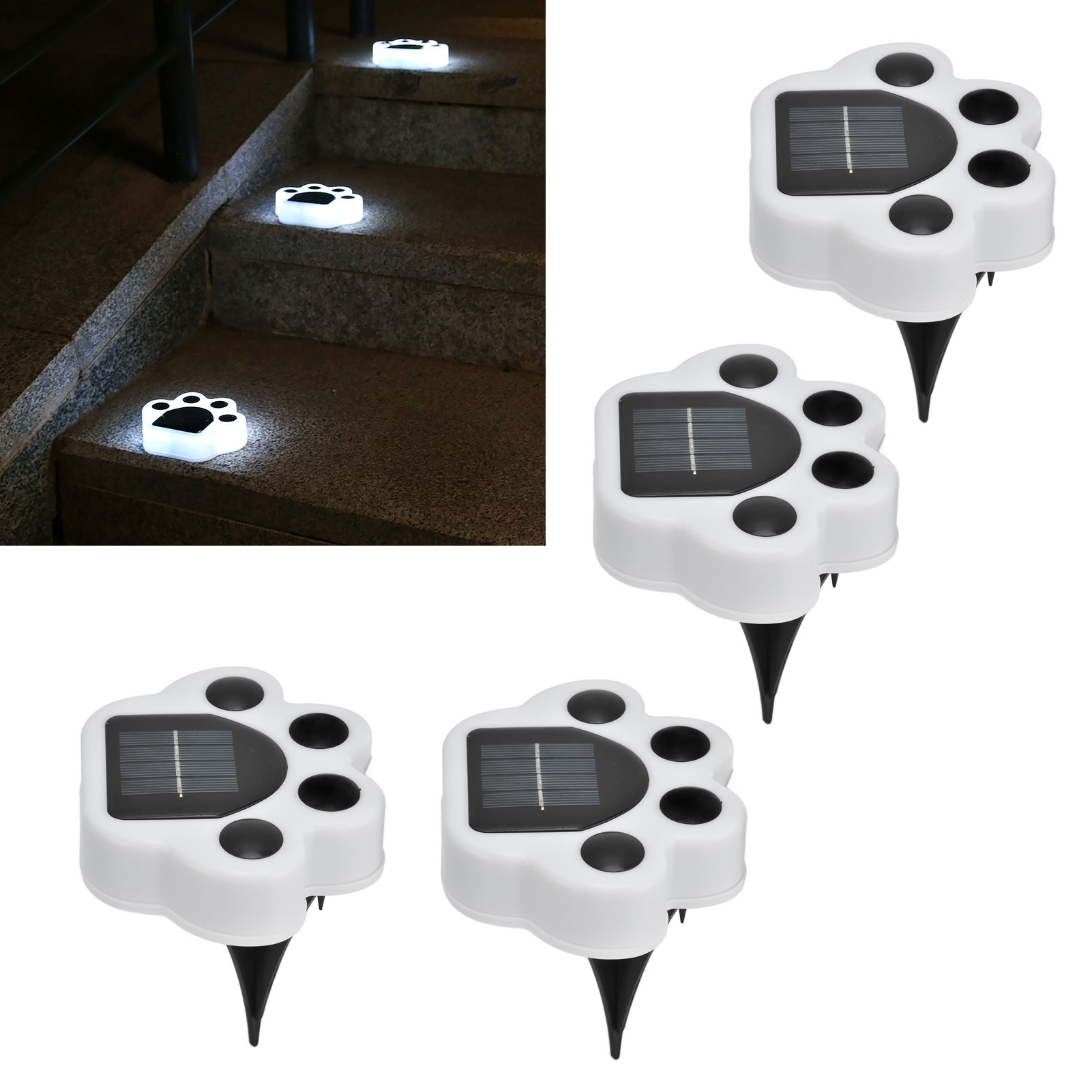 Set Mit 4 Klauenförmigen Solarleuchten Für Rasen, Garten Oder Hof, Bärenpfotenförmige Solar-bodenleuchten, Led-einbauleuchten Für Den Außenbereich, Landschaftsbeleuchtung, Verkauft Im 4er-set (weißes
