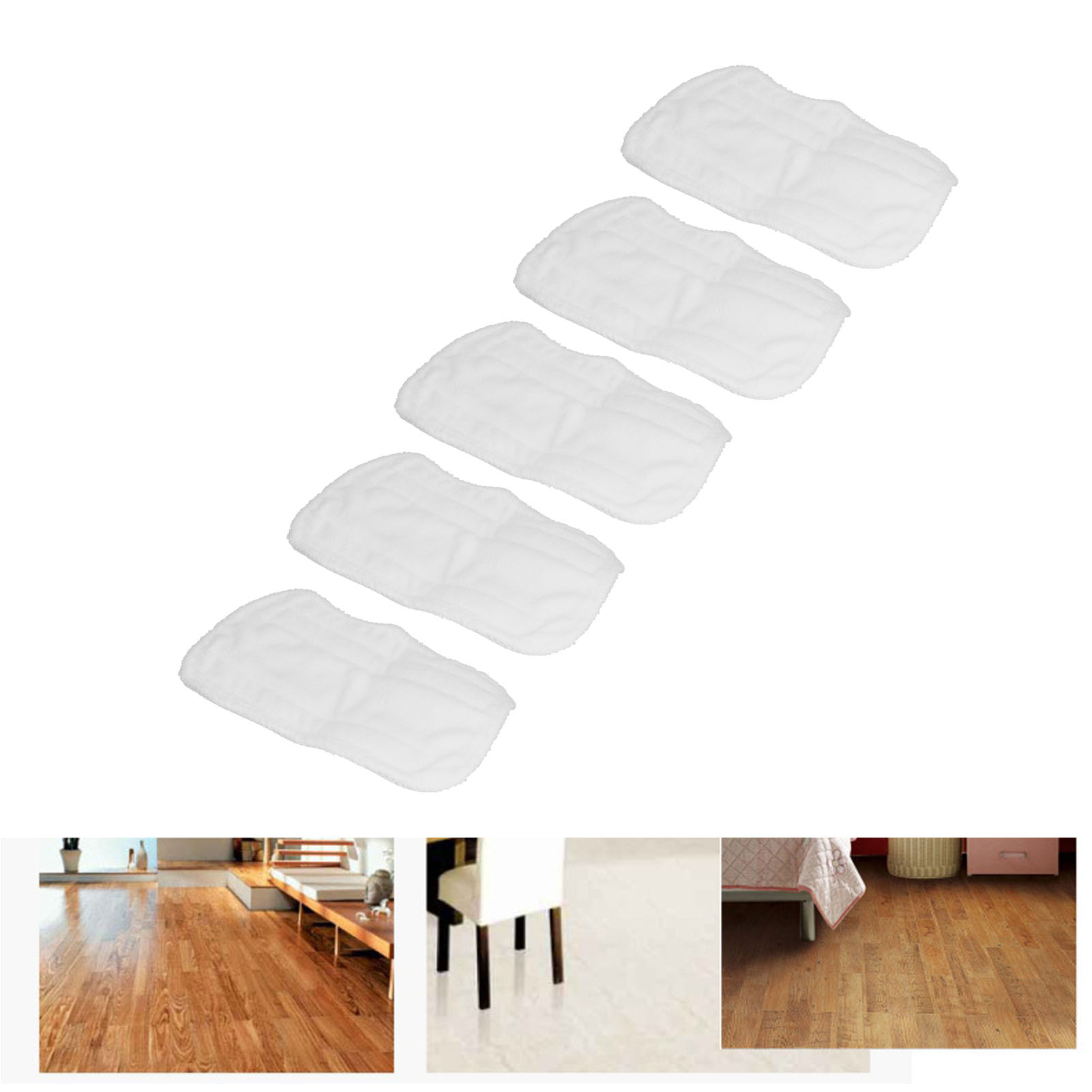 Set Mit 5 Shark S3101 Dampfmoppbezügen Aus Weißer Mikrofaser
